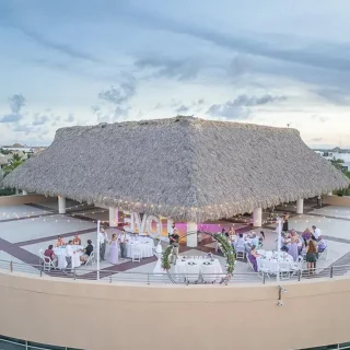 Wedding decor on the element terrace wedding venue at Hard Rock Punta Cana