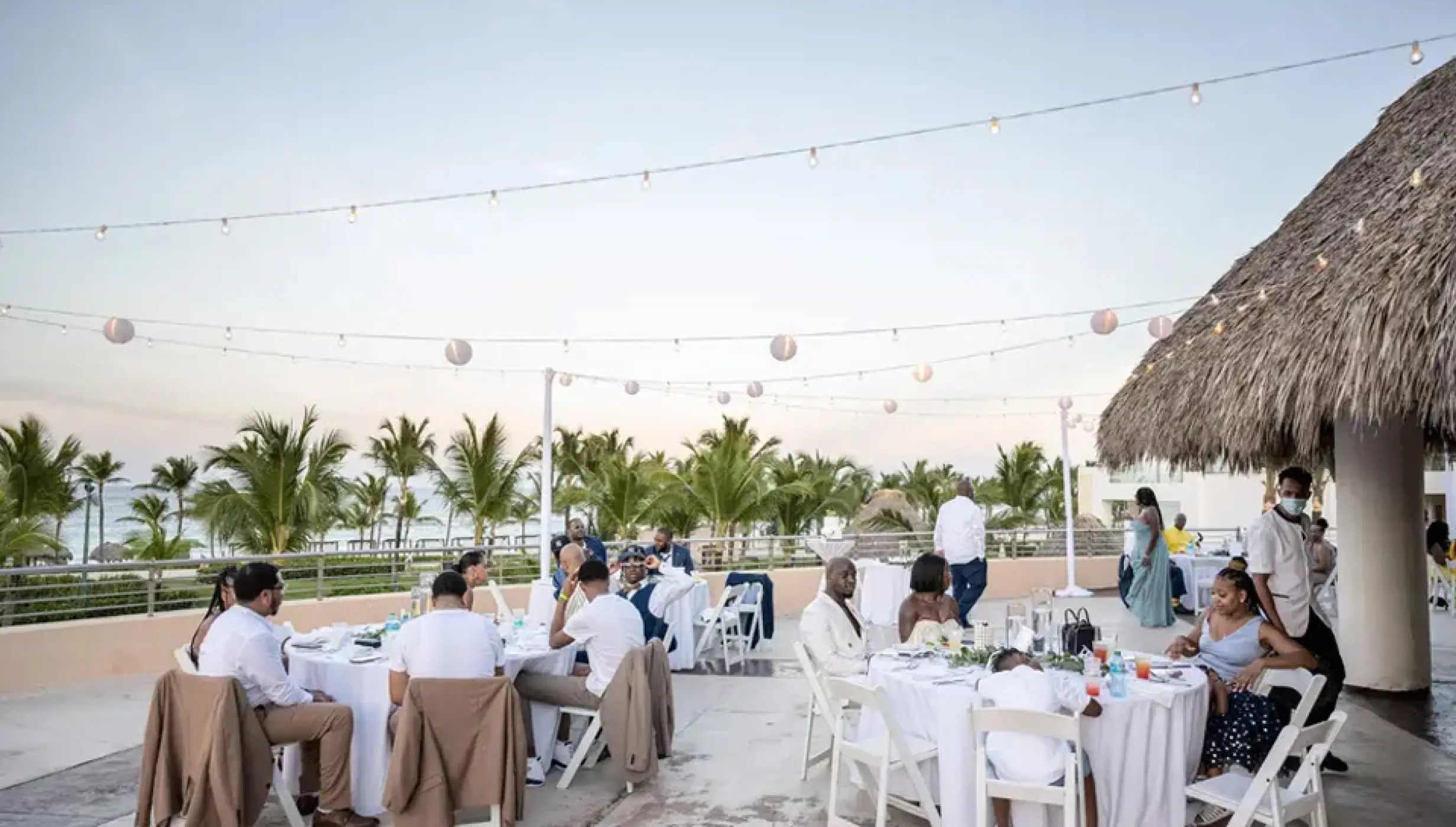 Wedding decor on the element terrace wedding venue at Hard Rock Punta Cana