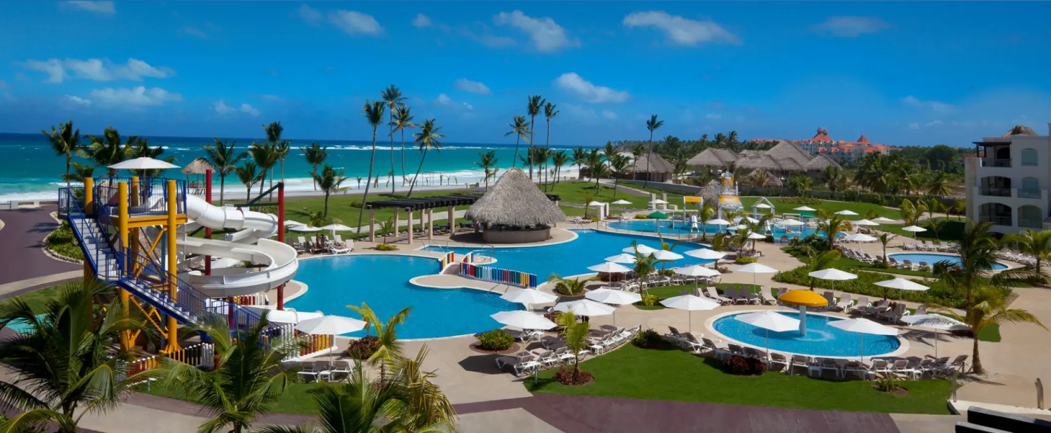 Family pool and water slides at Hard Rock Punta Cana overlooking the beach, Punta Cana