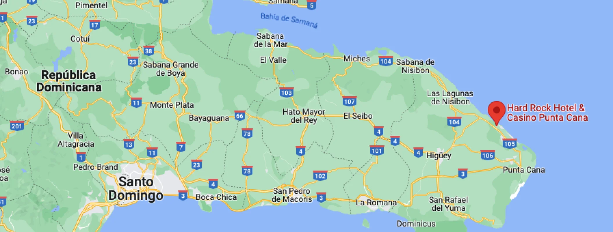 Google maps of Hard Rock Punta Cana