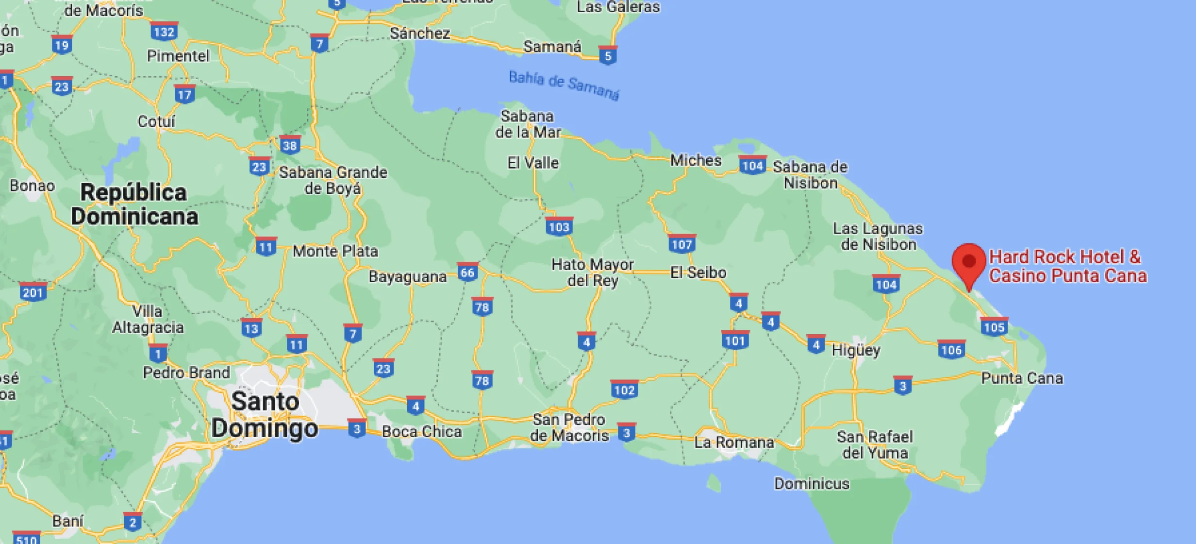 Google maps of Hard Rock Punta Cana