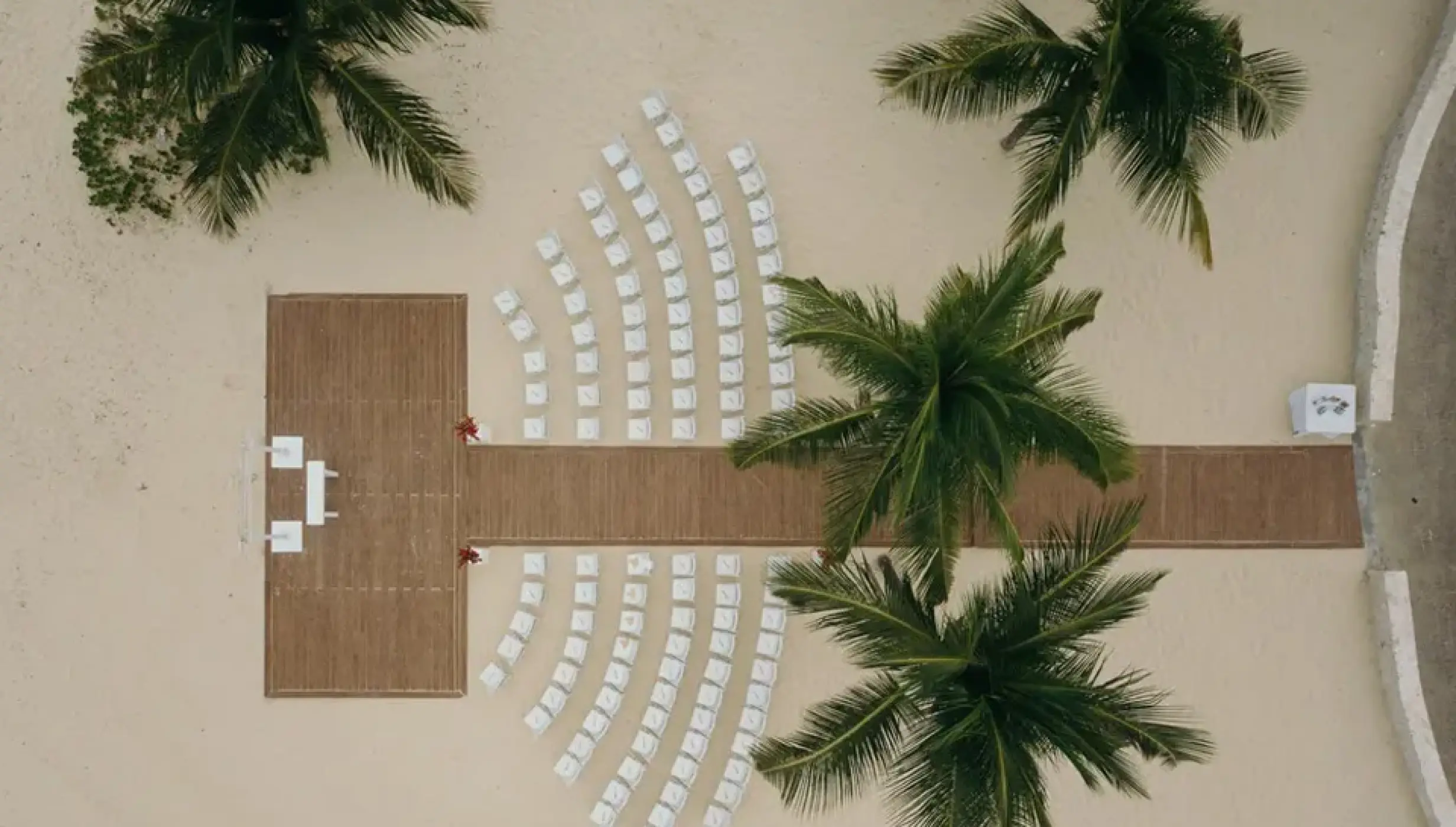 Ceremony decor on harmonica palafite wedding venue at Hard Rock Punta Cana