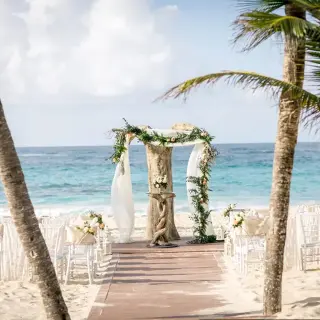Beachfront wedding ceremony setup at Hard Rock Punta Cana