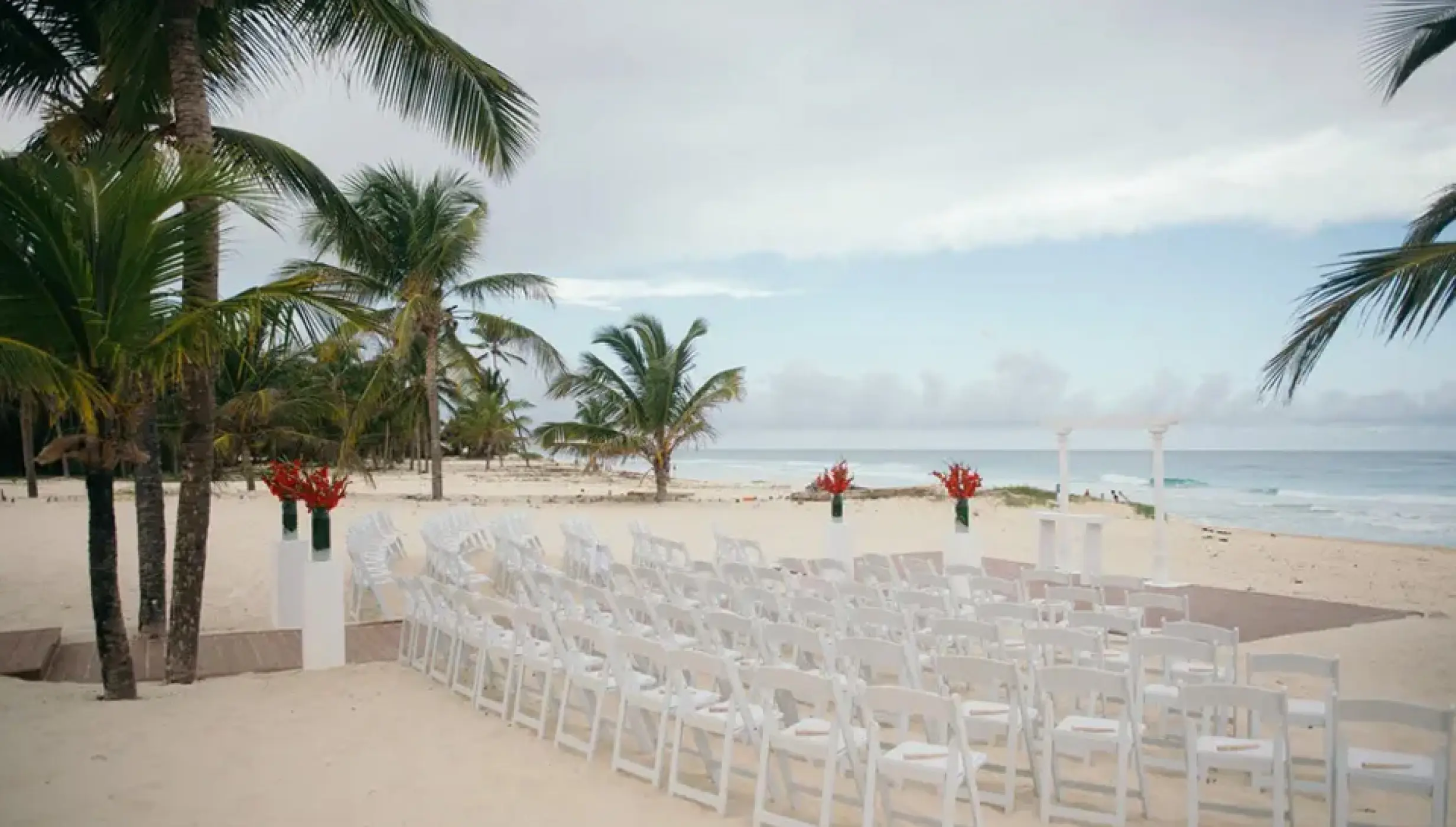 Ceremony decor on Ipanema beach wedding venue at Hard Rock Punta Cana