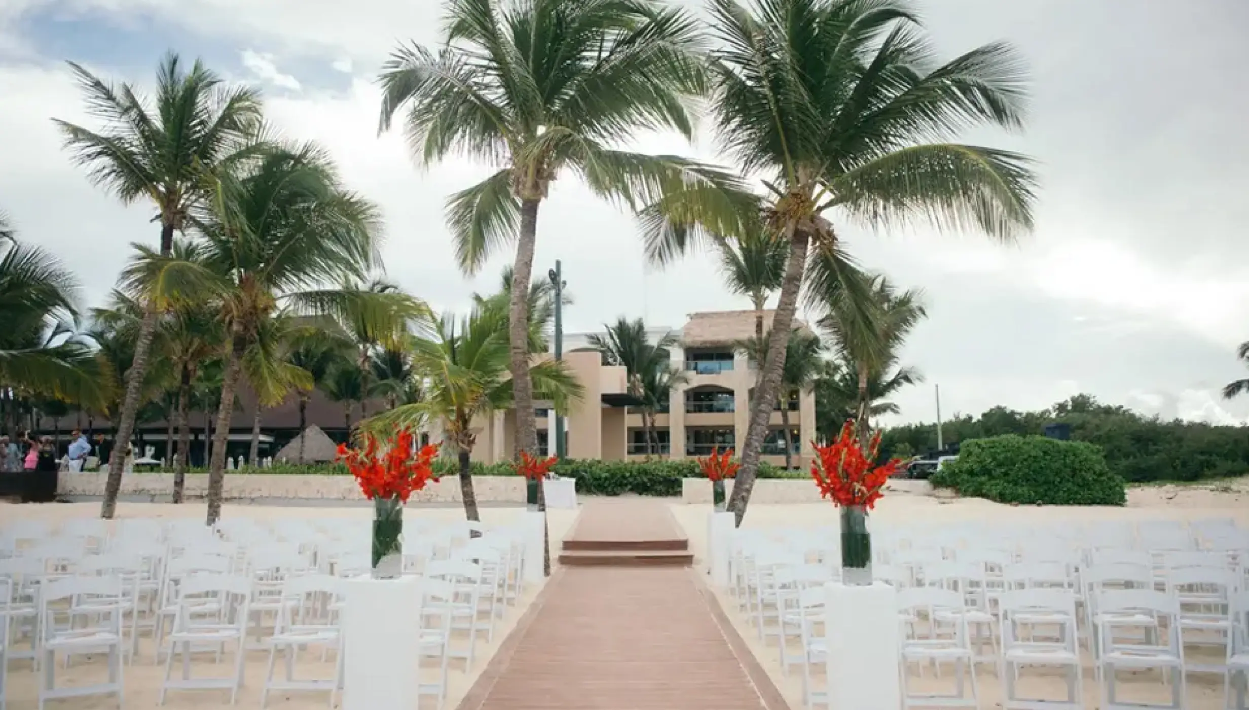 Ceremony decor on Ipanema beach wedding venue at Hard Rock Punta Cana