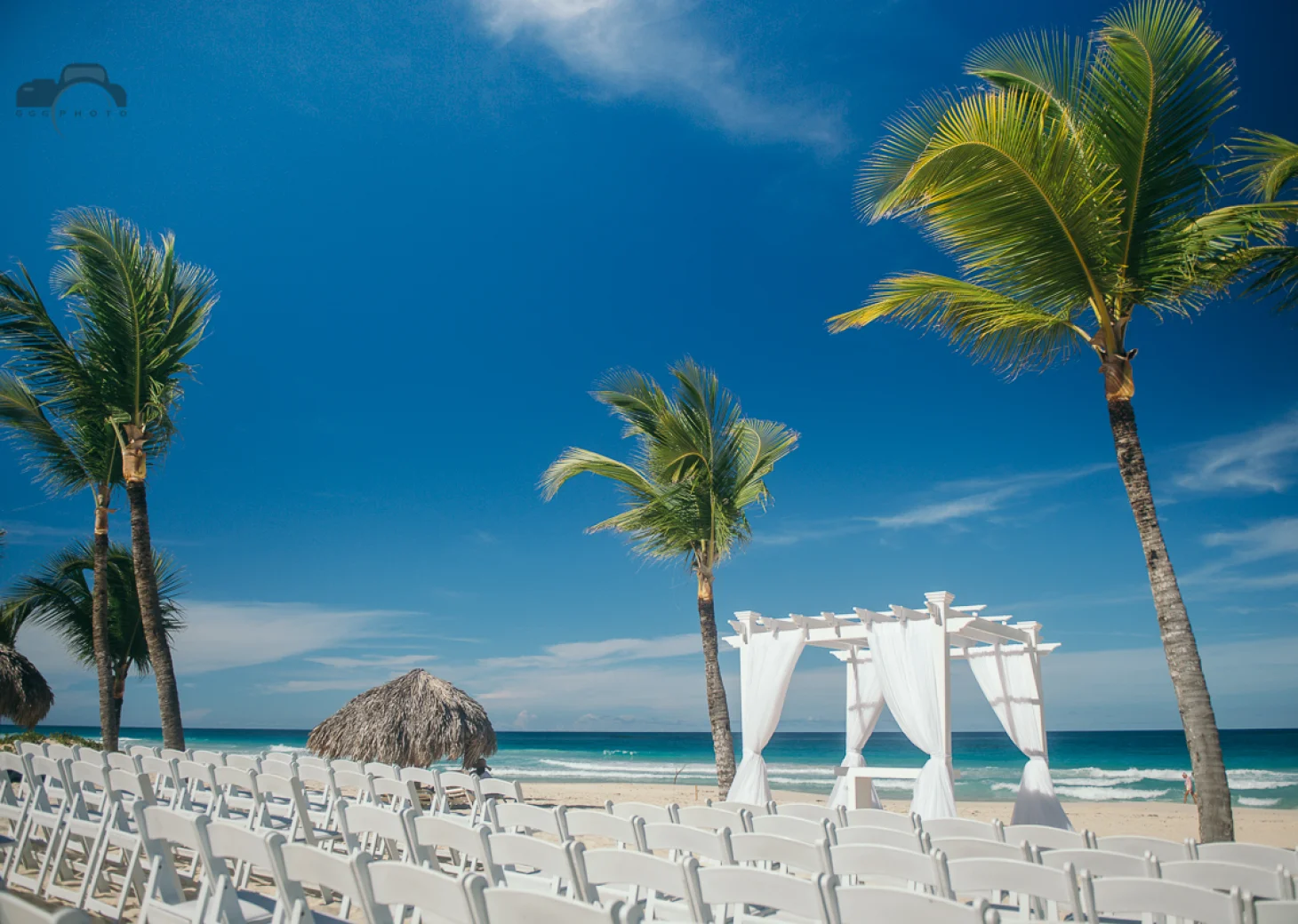 ceremony decor on isle beach wedding venue at Hard Rock Punta Cana