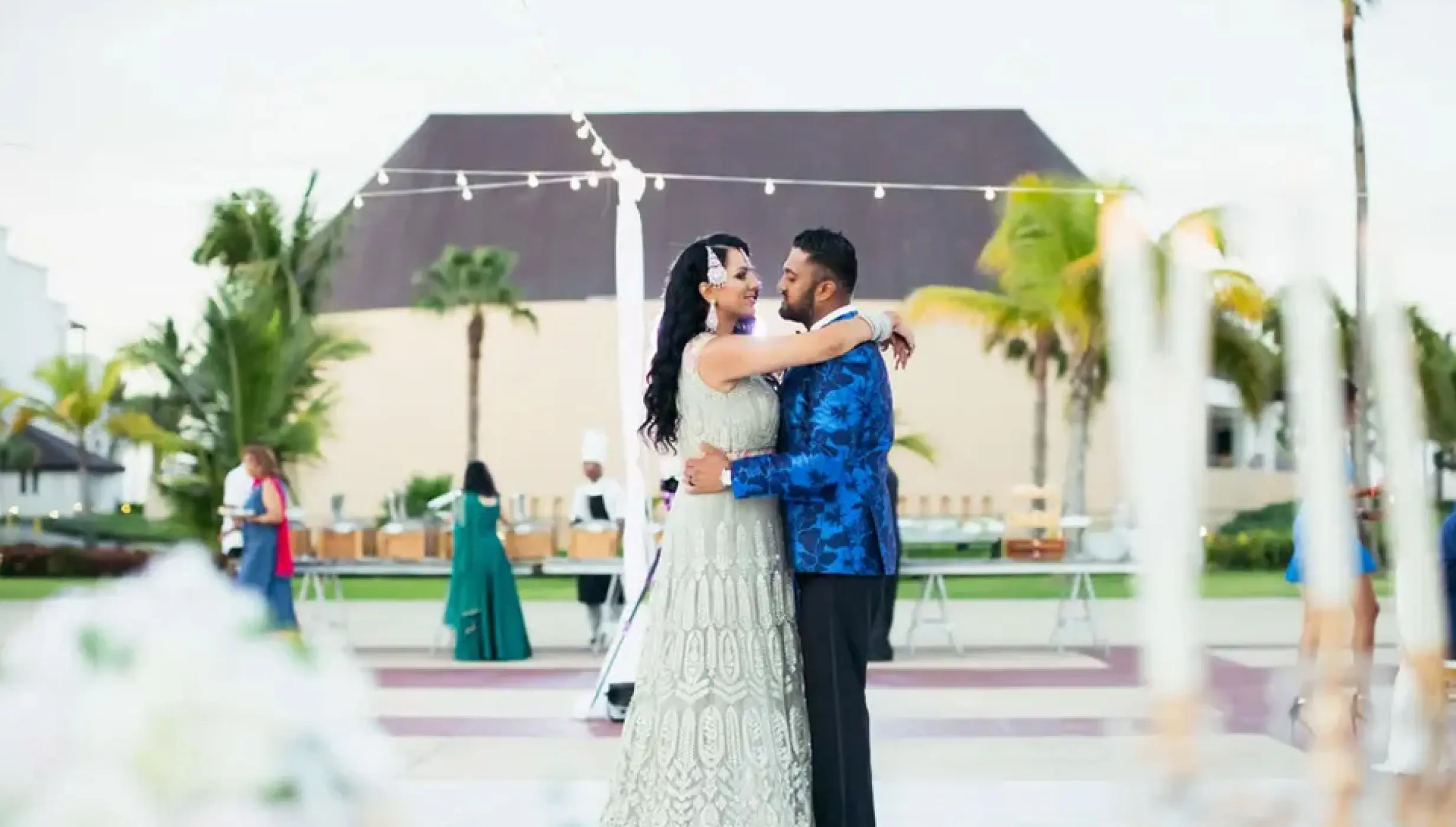 Wedding decor on the isle of wight plaza at Hard Rock Punta Cana