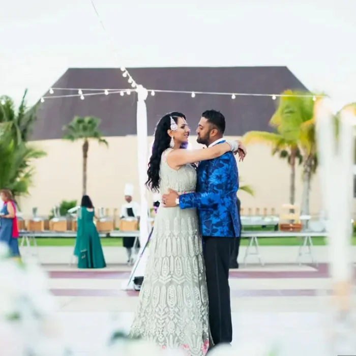 Wedding decor on the isle of wight plaza at Hard Rock Punta Cana