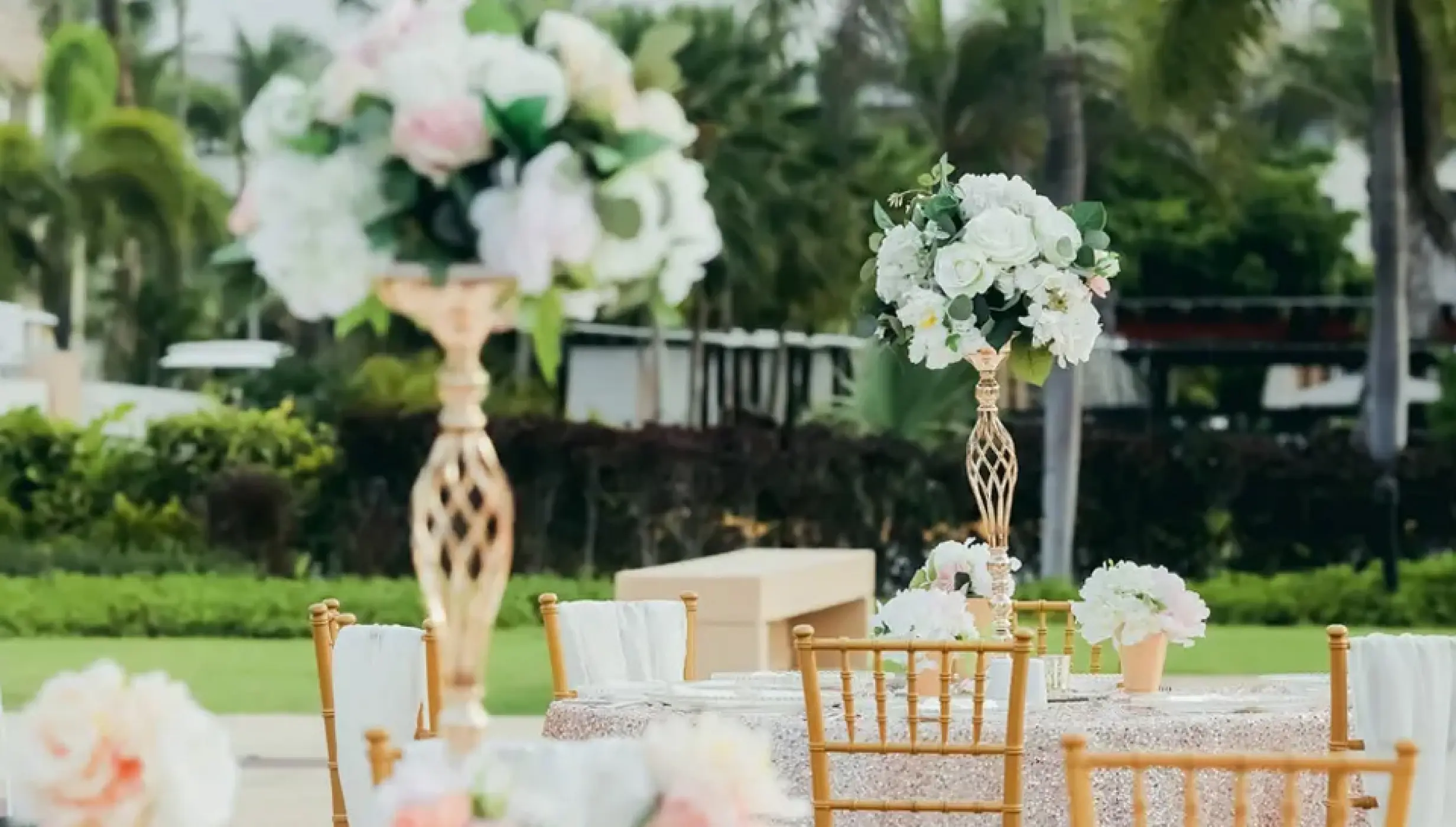 Wedding decor on the isle of wight plaza at Hard Rock Punta Cana