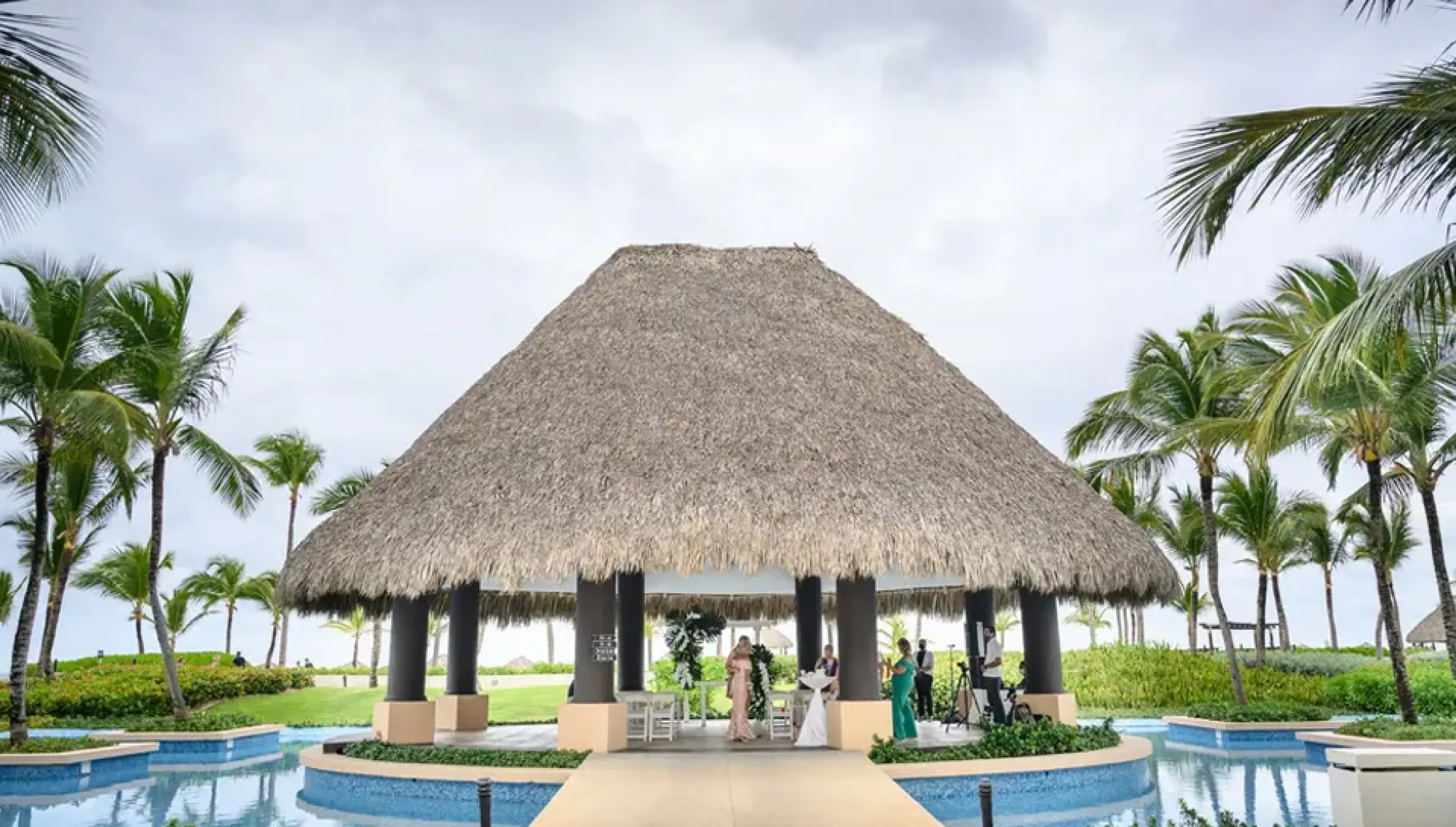 Wedding decor on the piano gazebo at Hard Rock Punta Cana