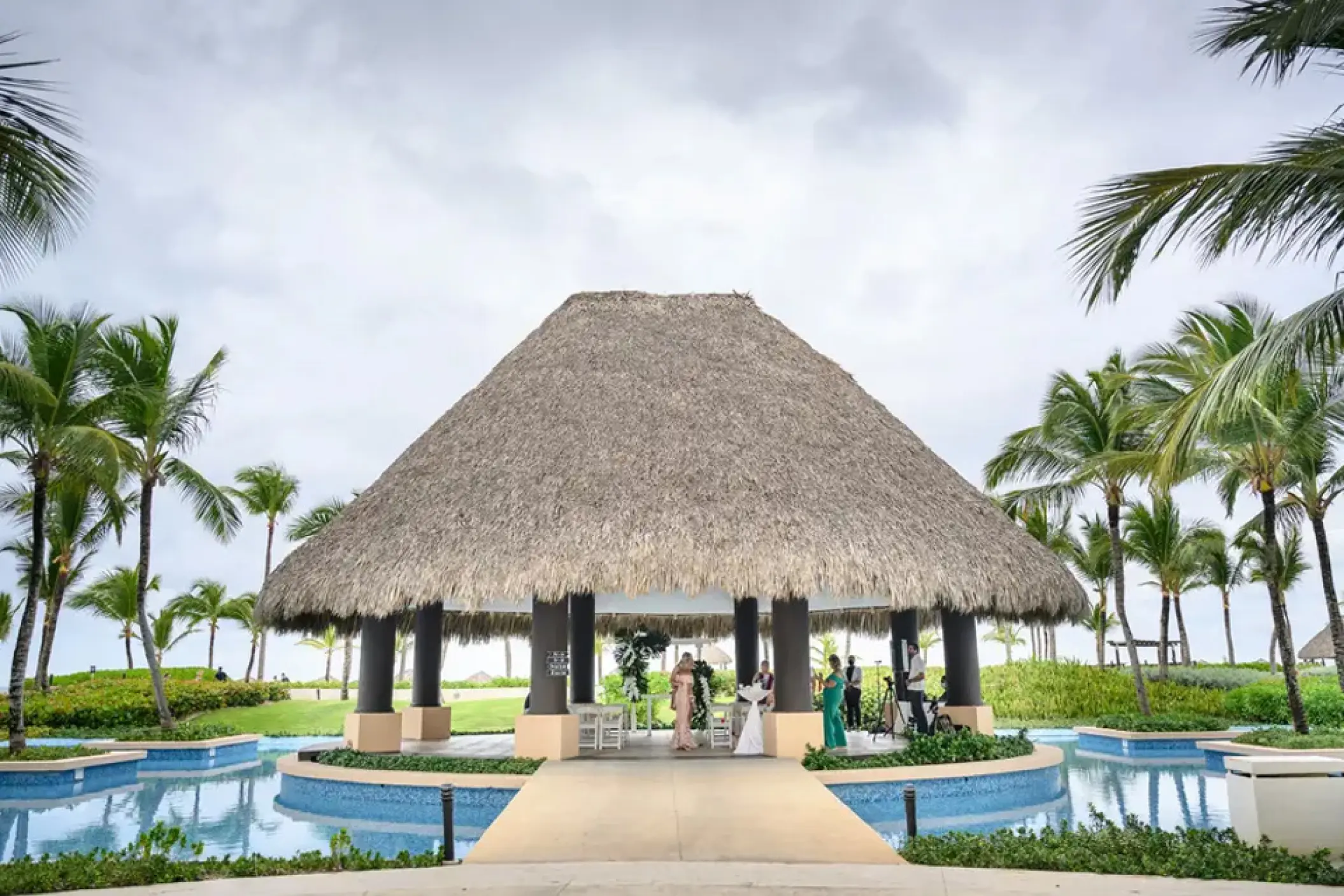 Thatched roof Piano Gazebo wedding ceremony at Hard Rock Punta Cana, Punta Cana