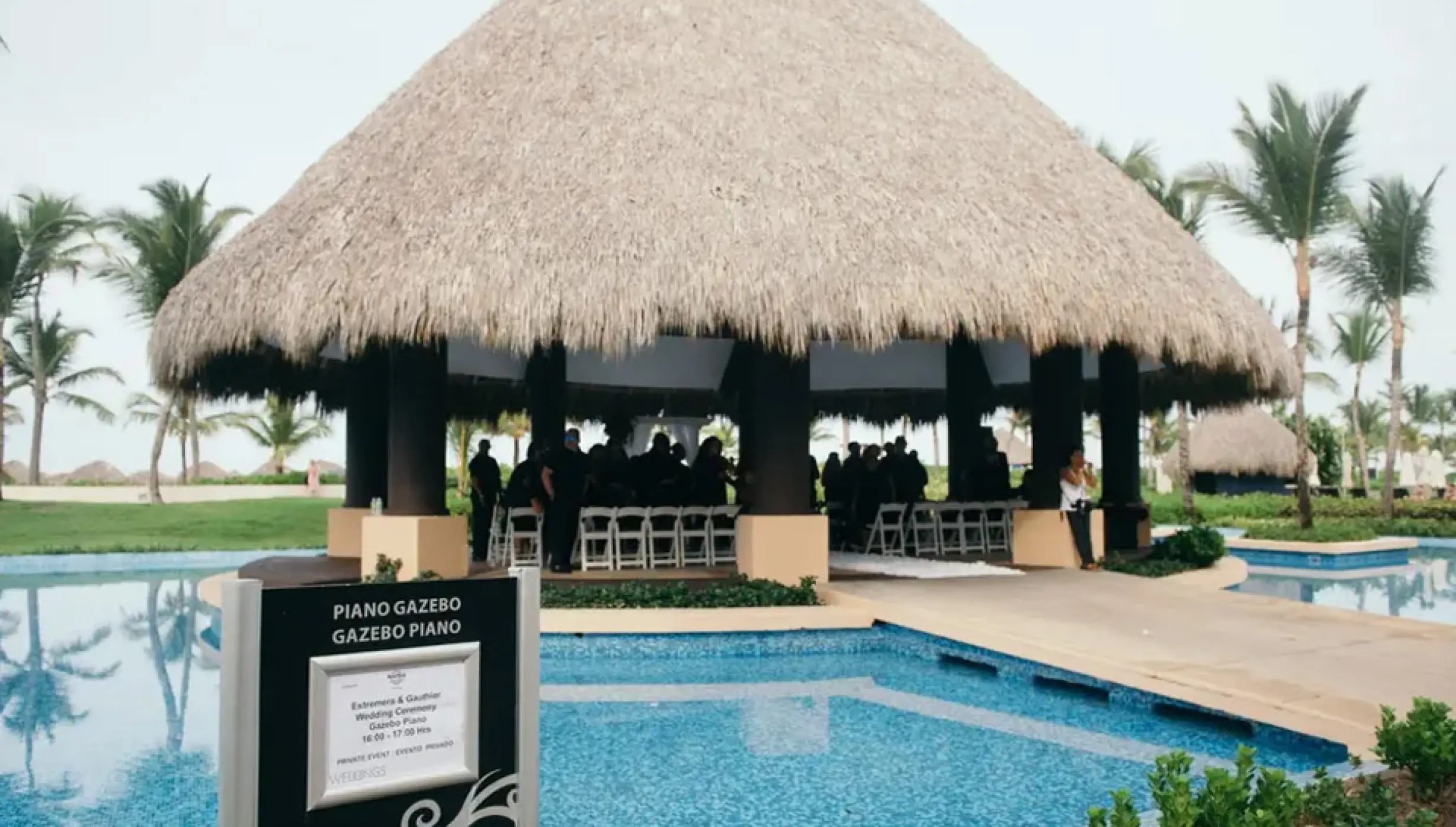 Wedding decor on the piano gazebo at Hard Rock Punta Cana