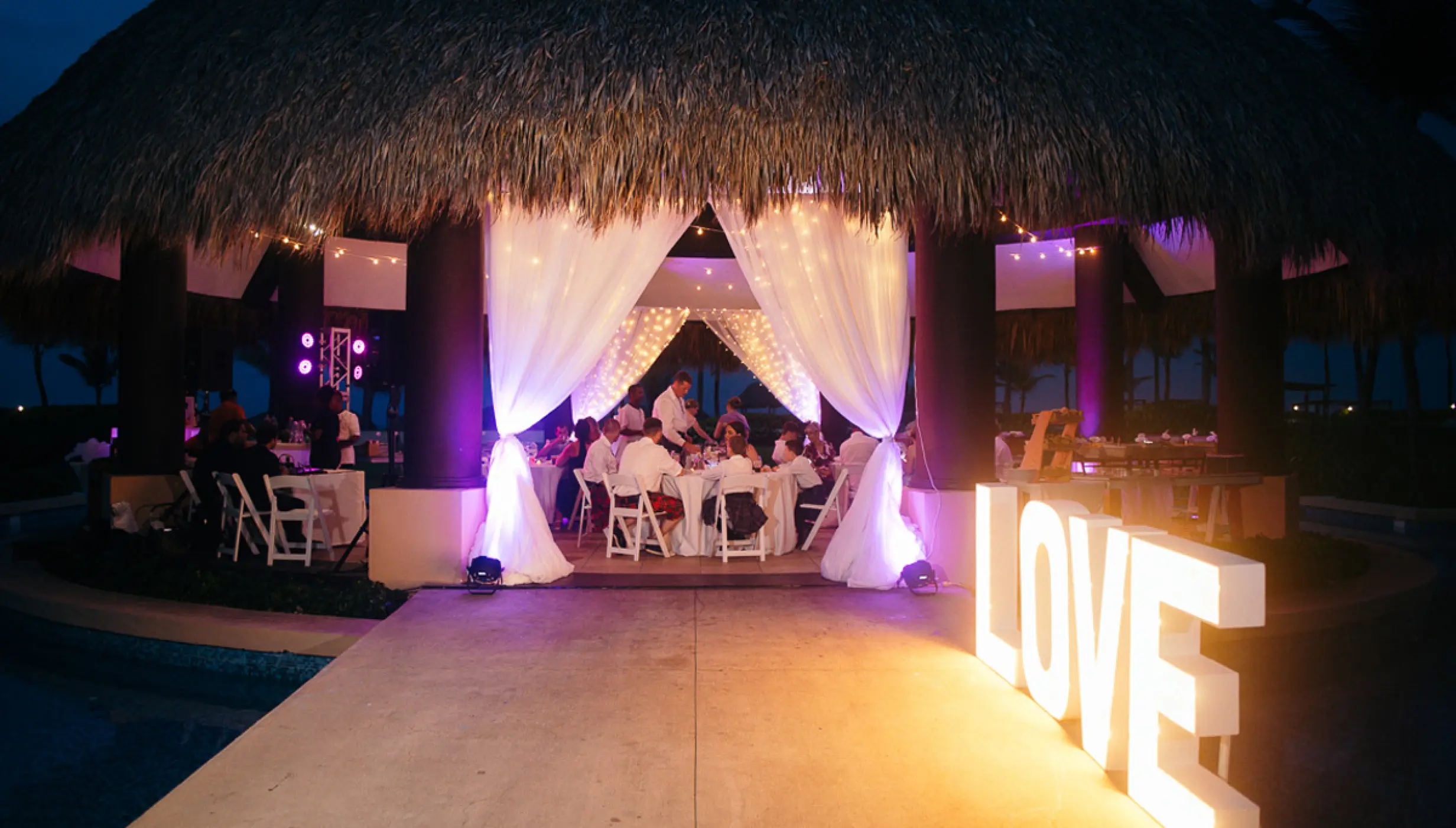 Wedding decor on the piano gazebo at Hard Rock Punta Cana