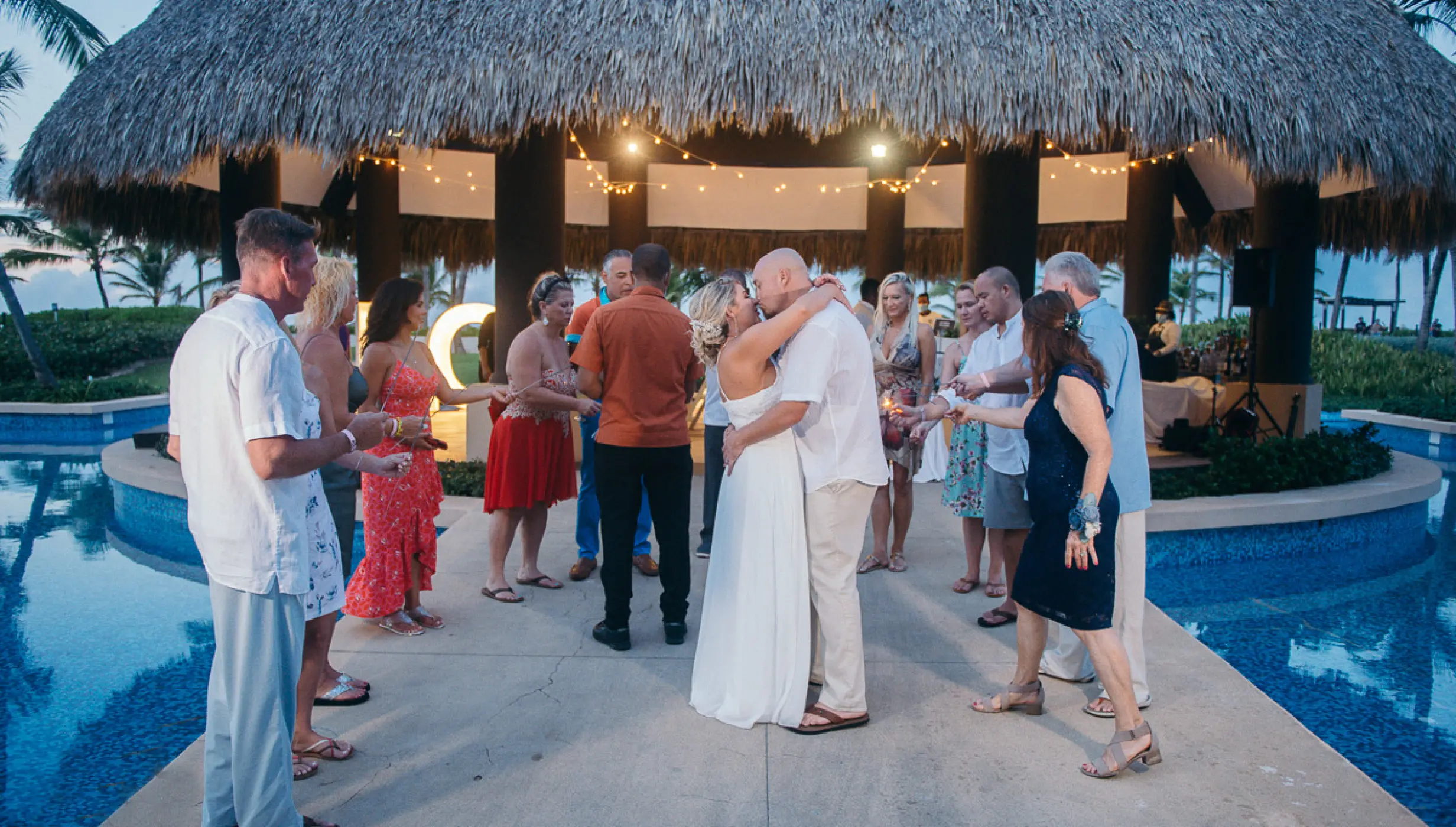 Wedding decor on the piano gazebo at Hard Rock Punta Cana