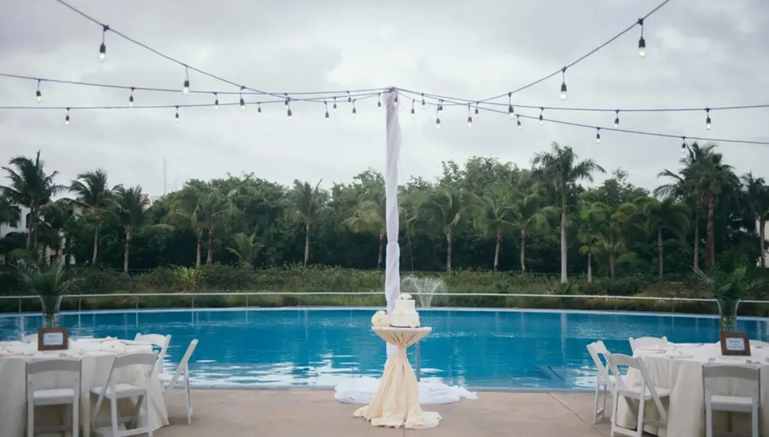 Wedding decor on the sax pool at Hard Rock Punta Cana