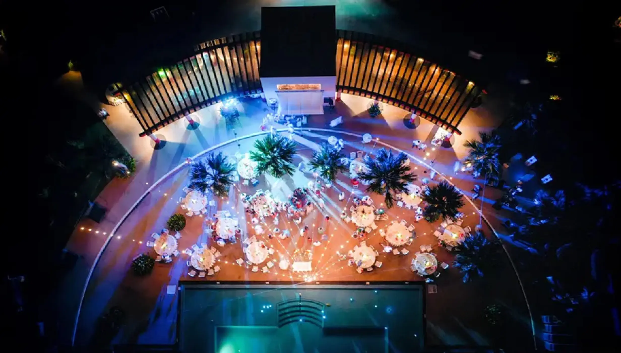 Wedding decor on the sax pool at Hard Rock Punta Cana