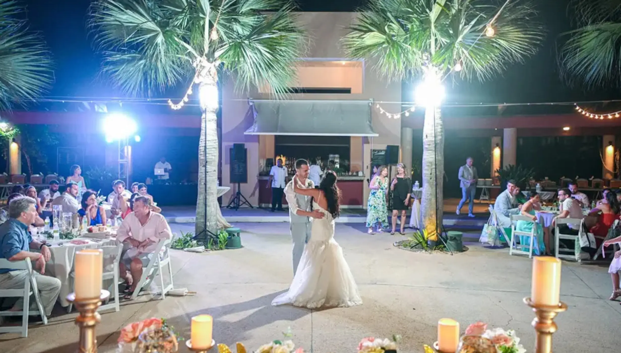 Wedding decor on the sax pool at Hard Rock Punta Cana