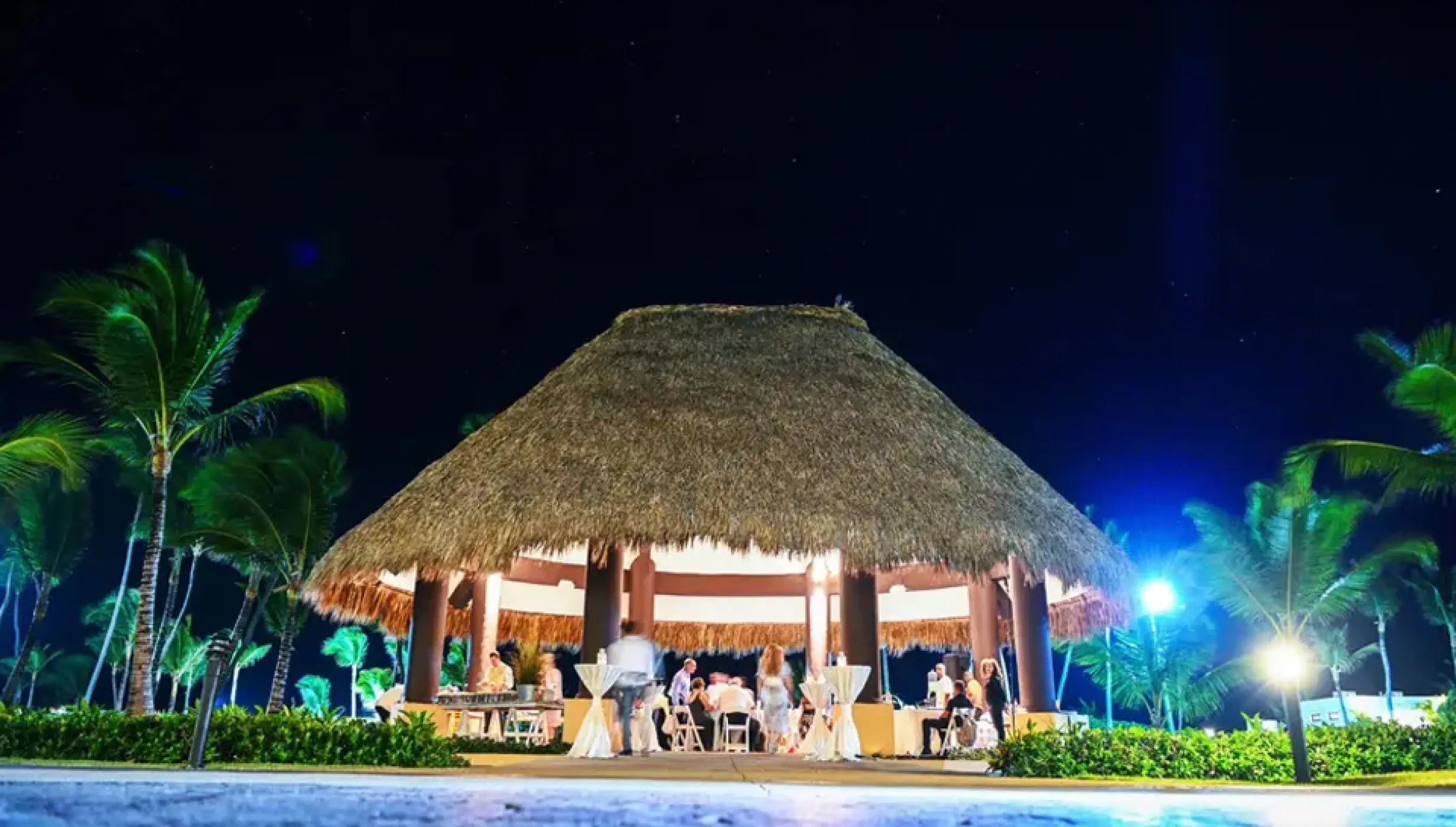 Wedding decor on the trumpet gazebo at Hard Rock Punta Cana
