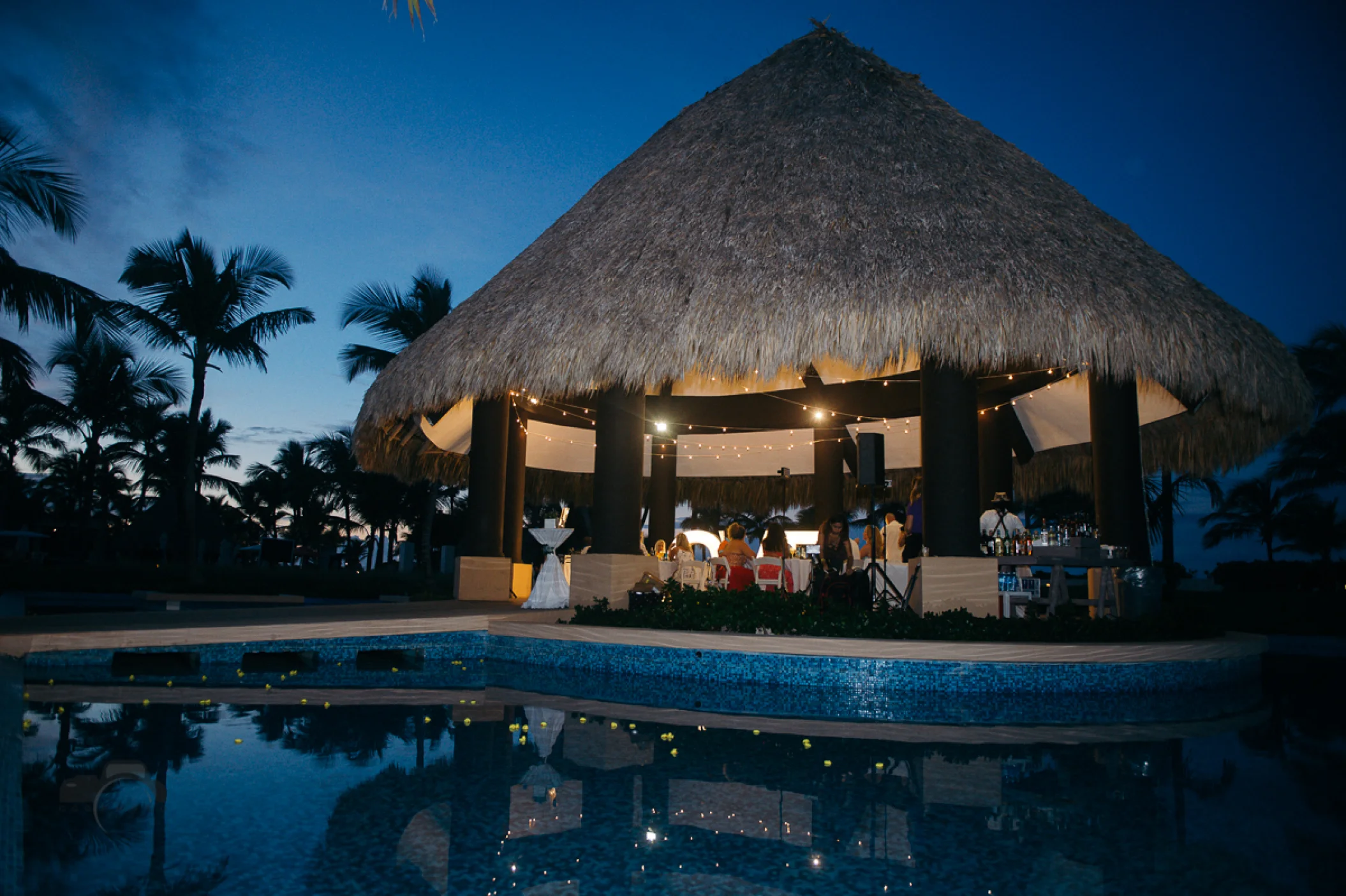 Wedding decor on the trumpet gazebo at Hard Rock Punta Cana