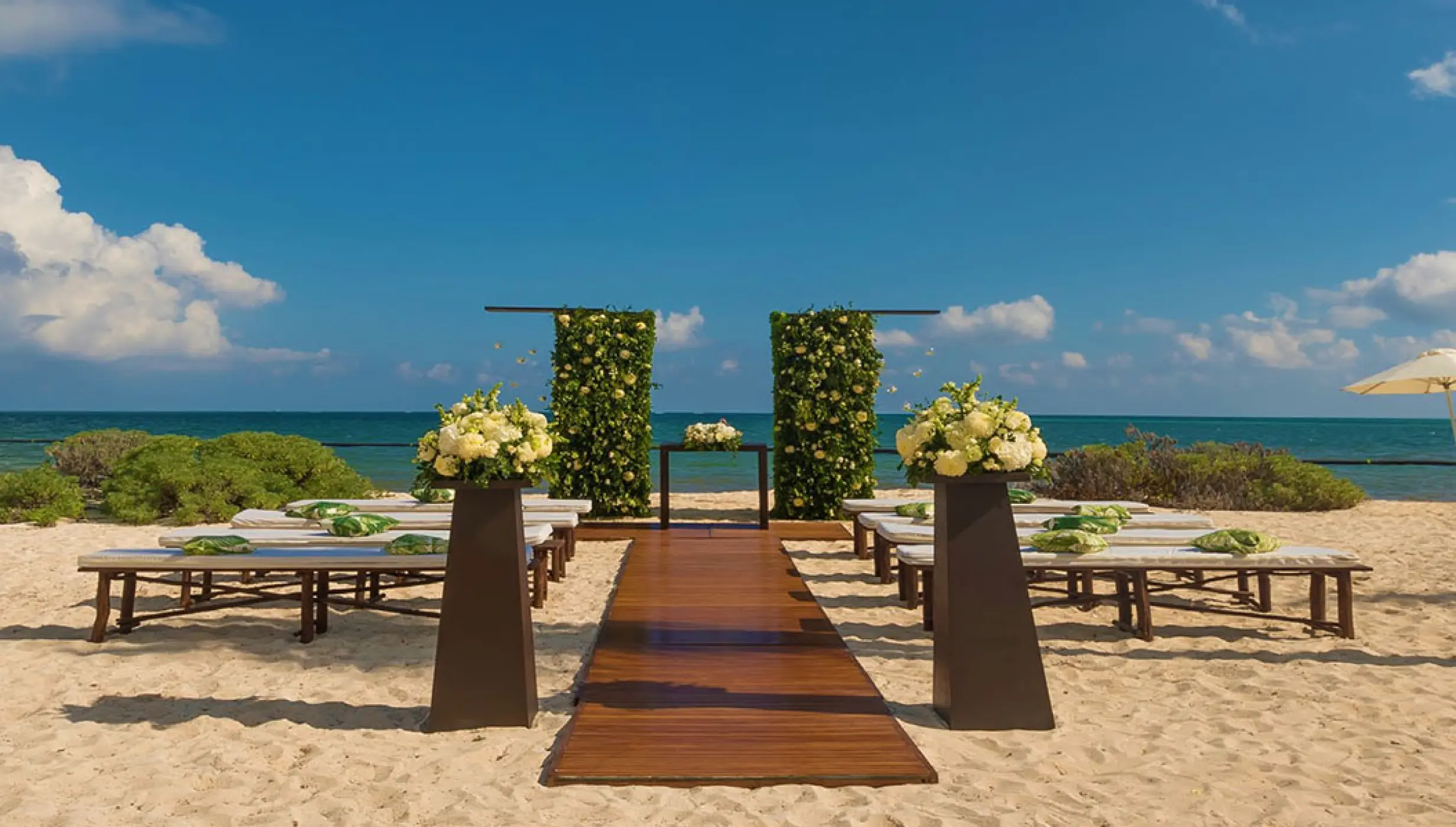 Ceremony setup in the Beach venue at Haven Riviera Cancun.