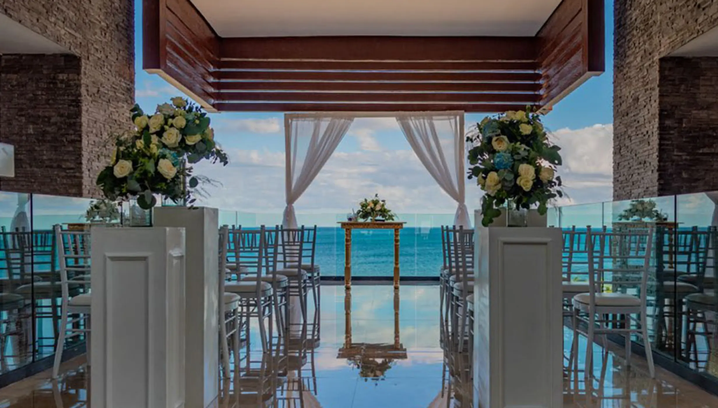Ceremony setup in El Mirador Venue at Haven Riviera Cancun.