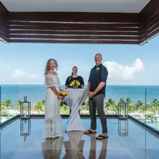 Vow renewal ceremony at the El Mirador terrace at Haven Riviera Cancun, Riviera Maya
