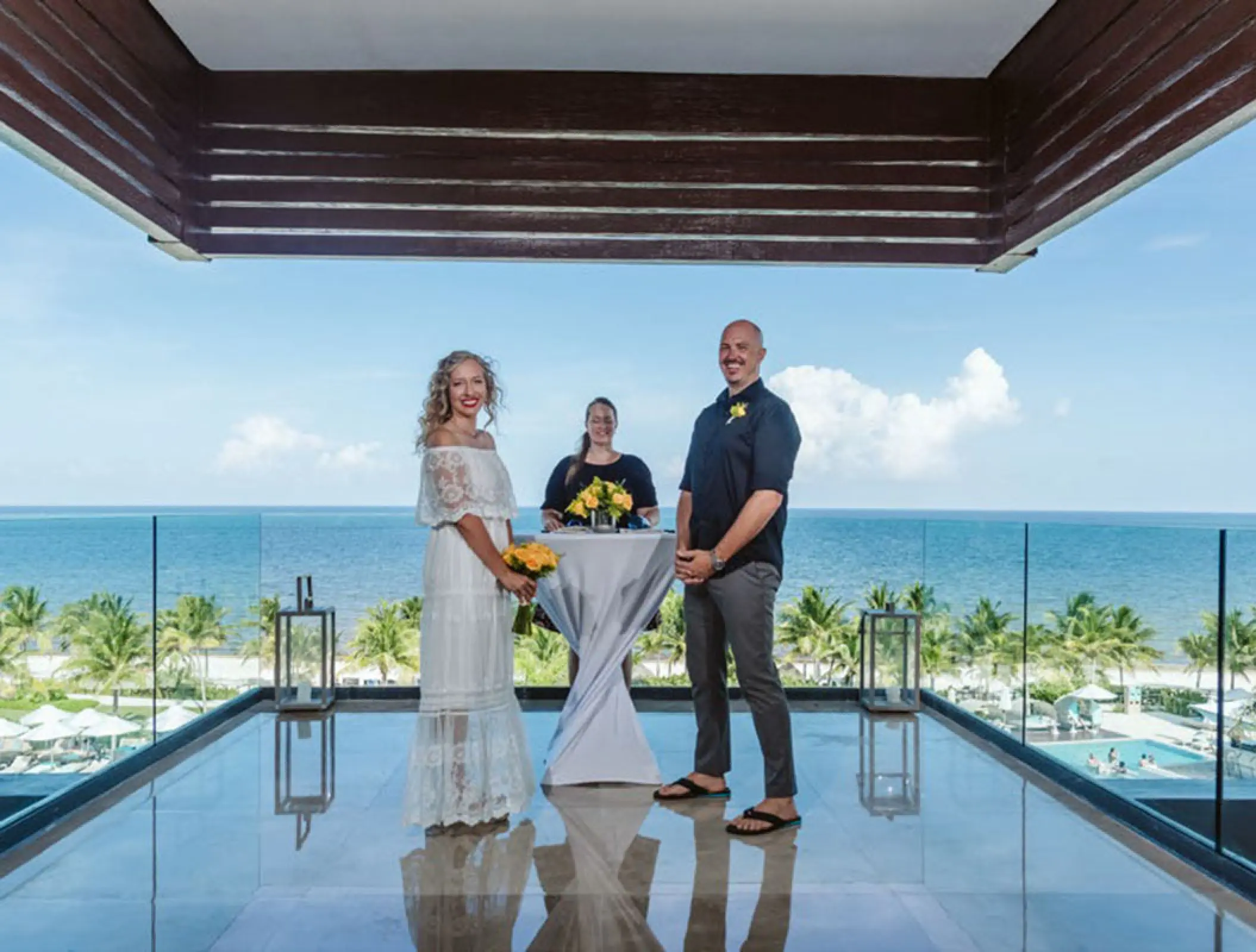 Vow renewal ceremony at the El Mirador terrace at Haven Riviera Cancun, Riviera Maya