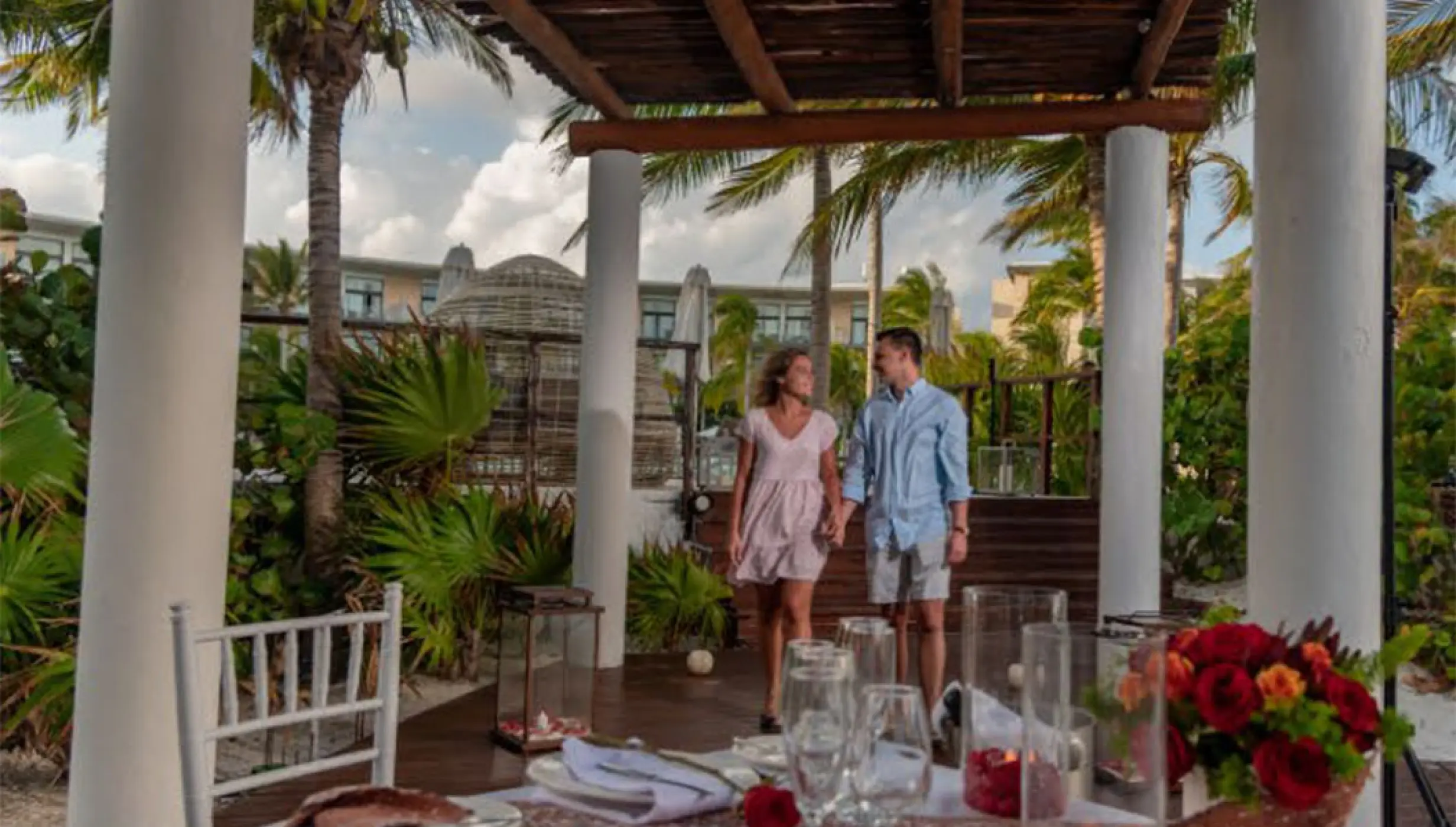 Romantic dinner in the Fire Pit Venue at Haven Riviera Cancun.