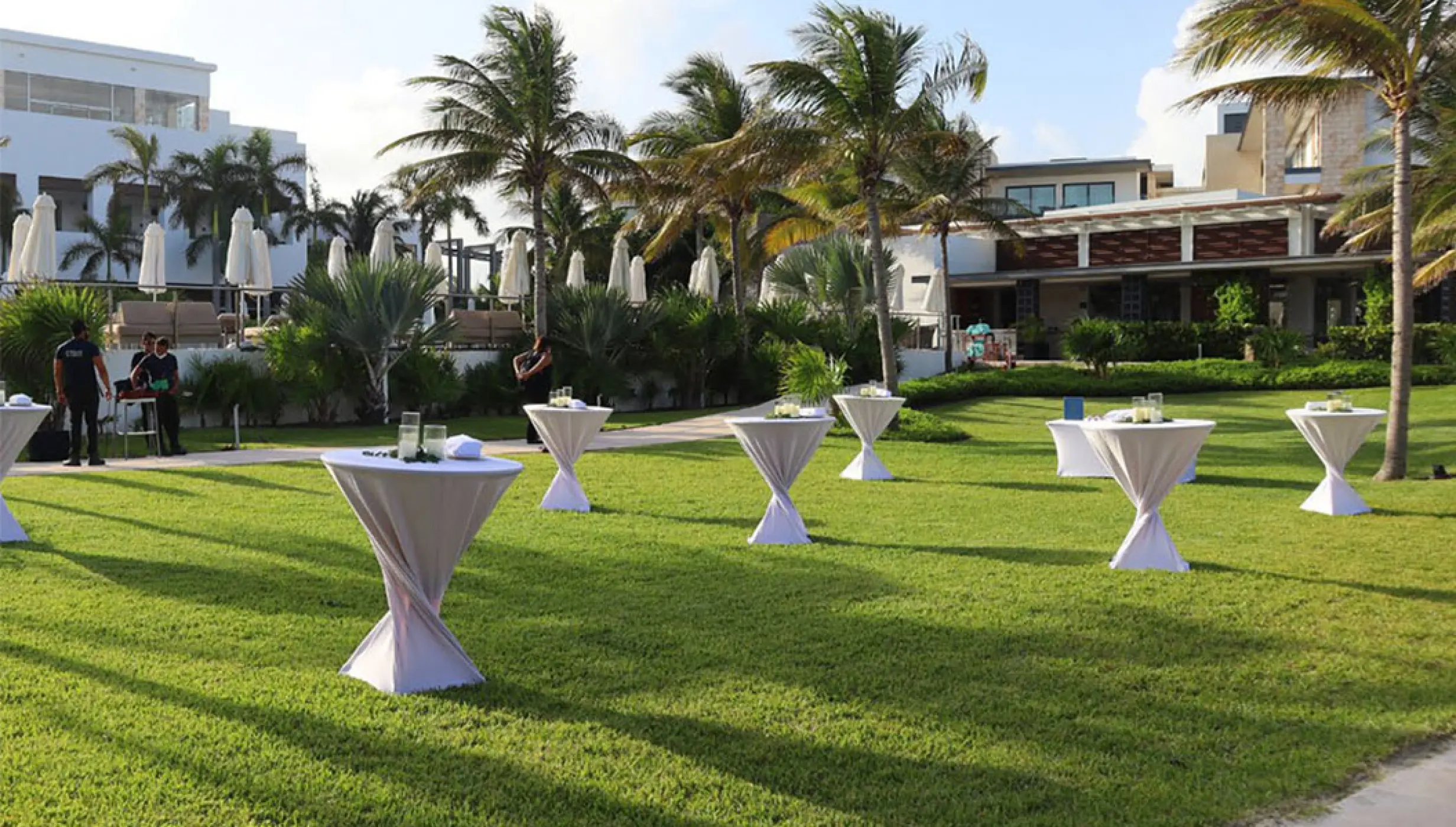 Cocktail setup in the Main Garden Venue at Haven Riviera Cancun.