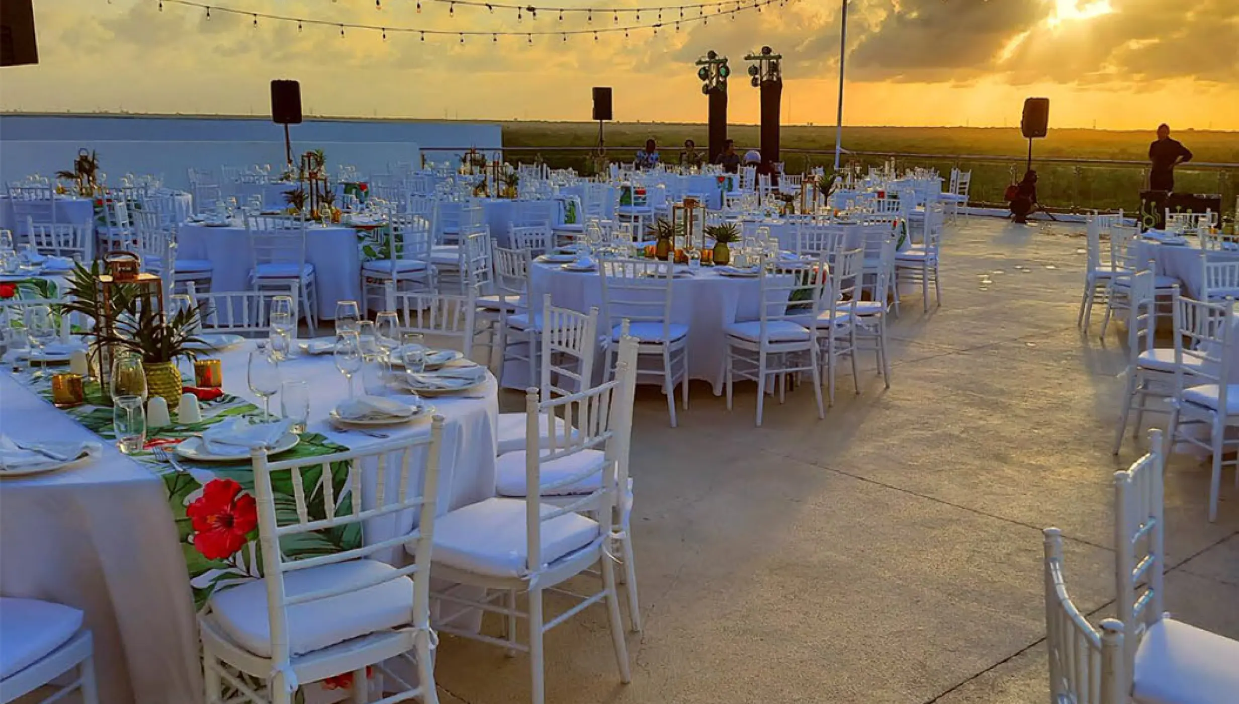 Reception setup in Sunset Terrace Venue at Haven Riviera Cancun.