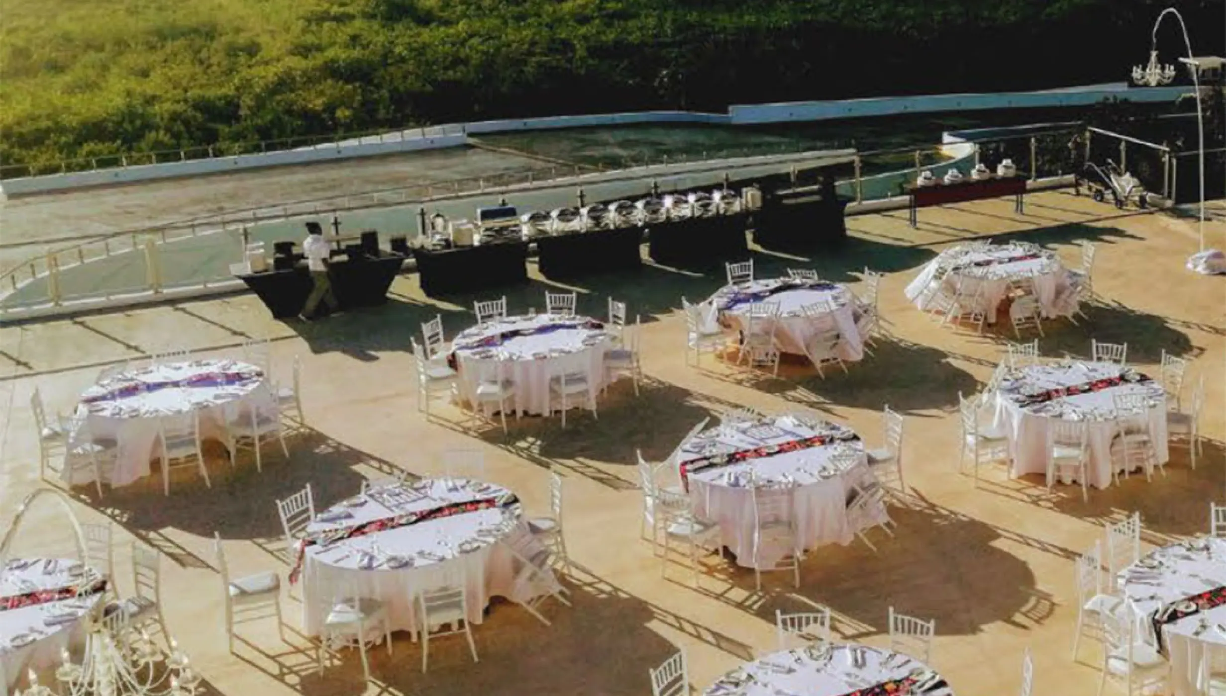 Reception setup in Sunset Terrace Venue at Haven Riviera Cancun.