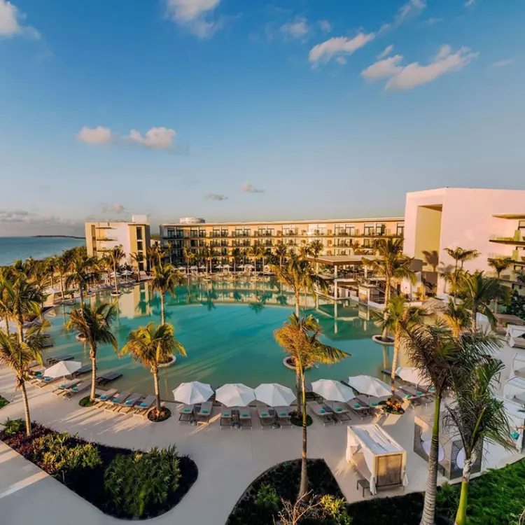 Haven Riviera Cancun circular infinity pool and beachfront grounds, Riviera Maya
