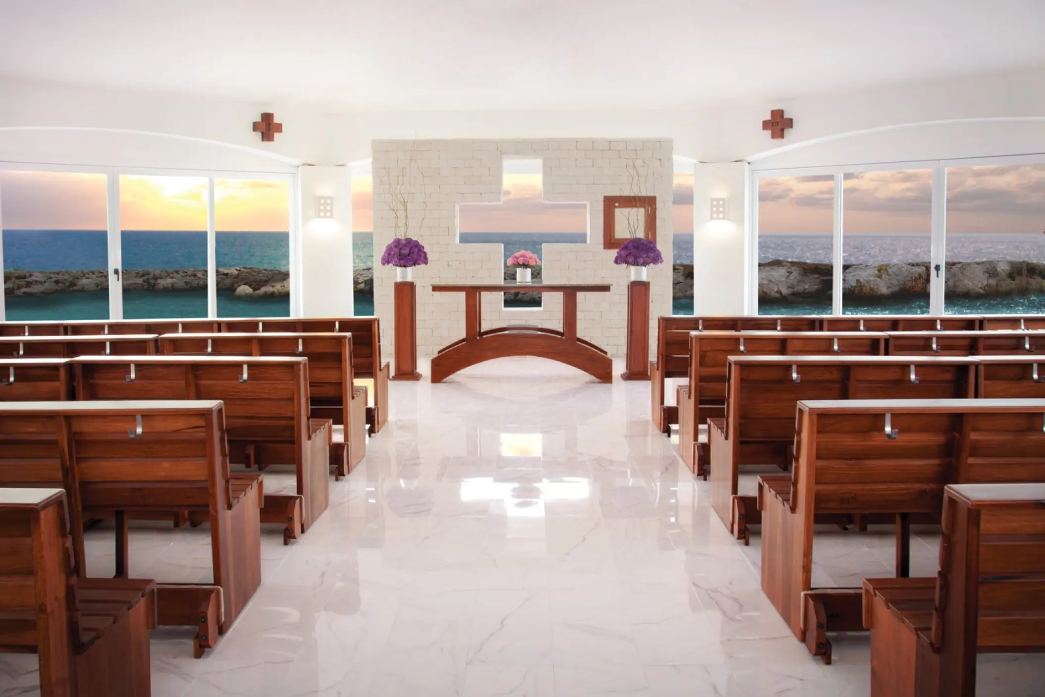 Chapel wedding ceremony venue with ocean views at Hard Rock Riviera Maya