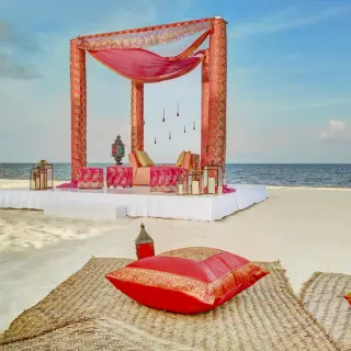 Mandap for a beach ceremony at Royalton Hideaway Riviera Cancun, Cancun