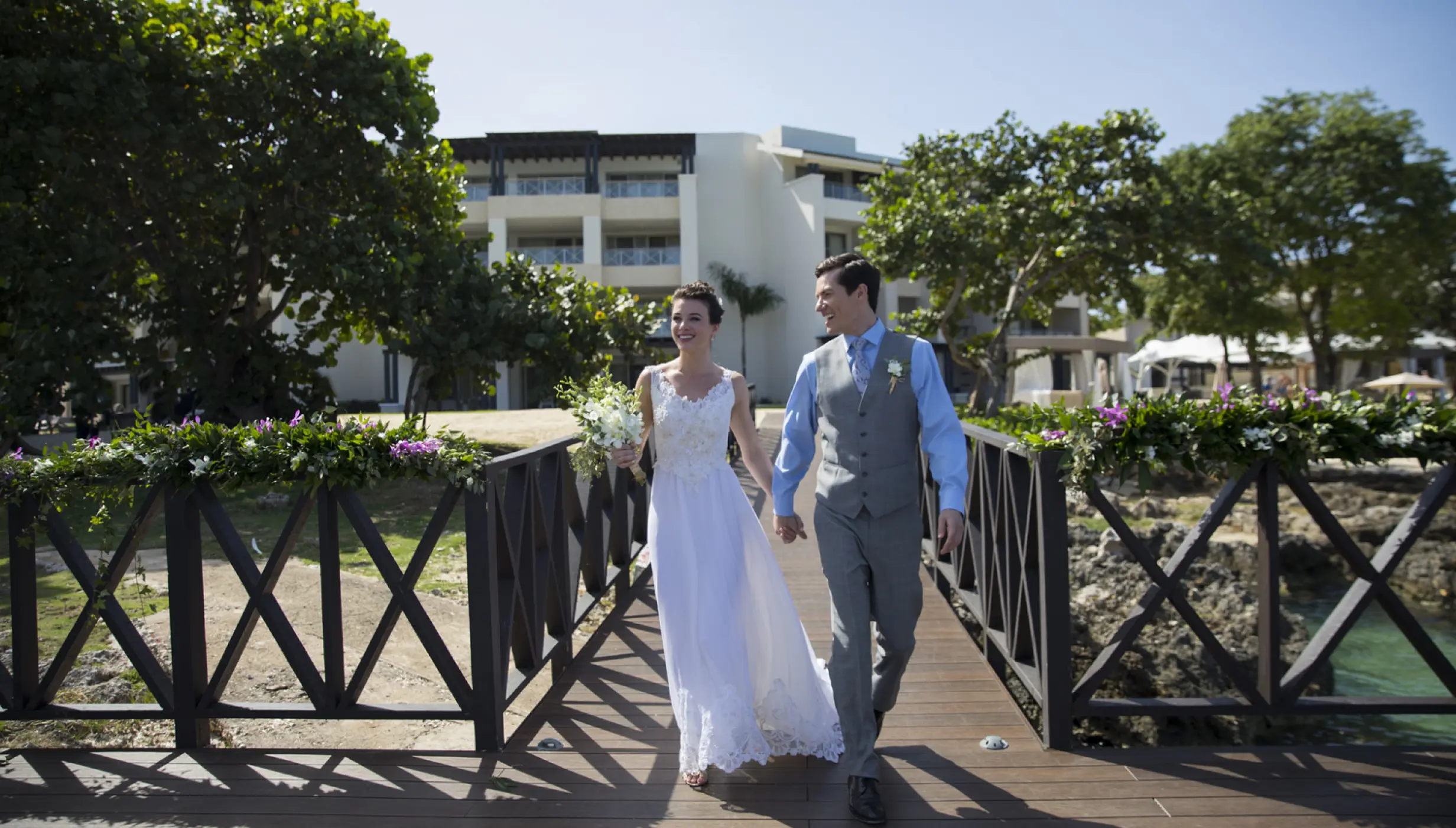 Couple on the ocean pier at Hideaway at Royalton Negril