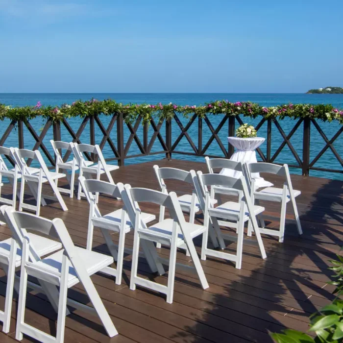 Ceremony decor in the charmin ocean pier at Hideaway at Royalton Negril