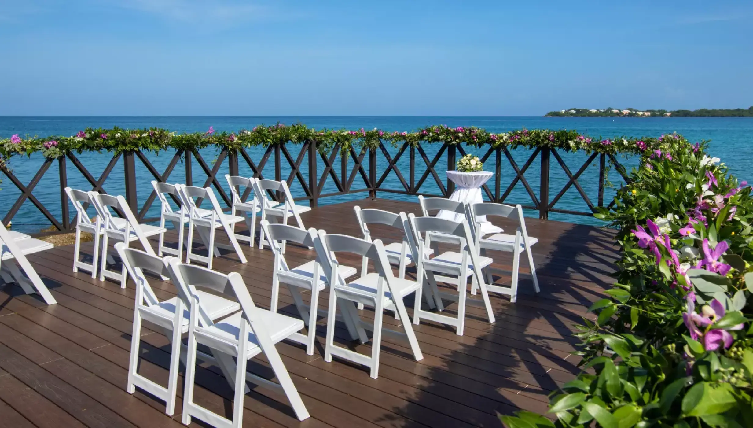 Ceremony decor in the charmin ocean pier at Hideaway at Royalton Negril