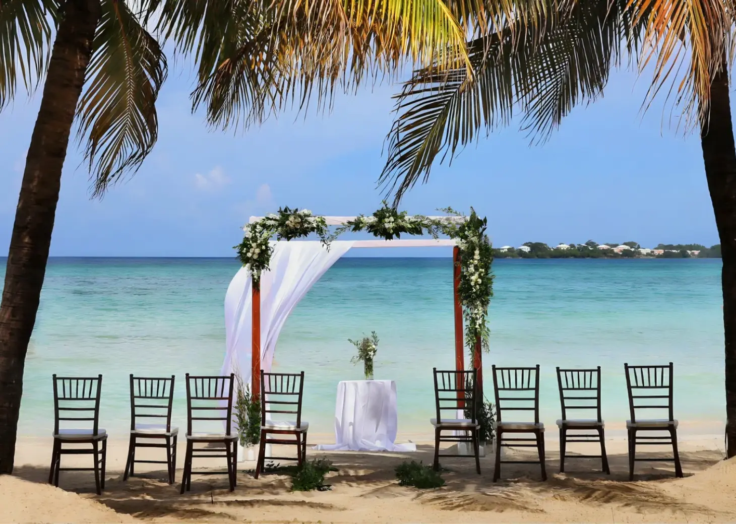 Ceremony decor in the main beach at Hideaway at Royalton Negril