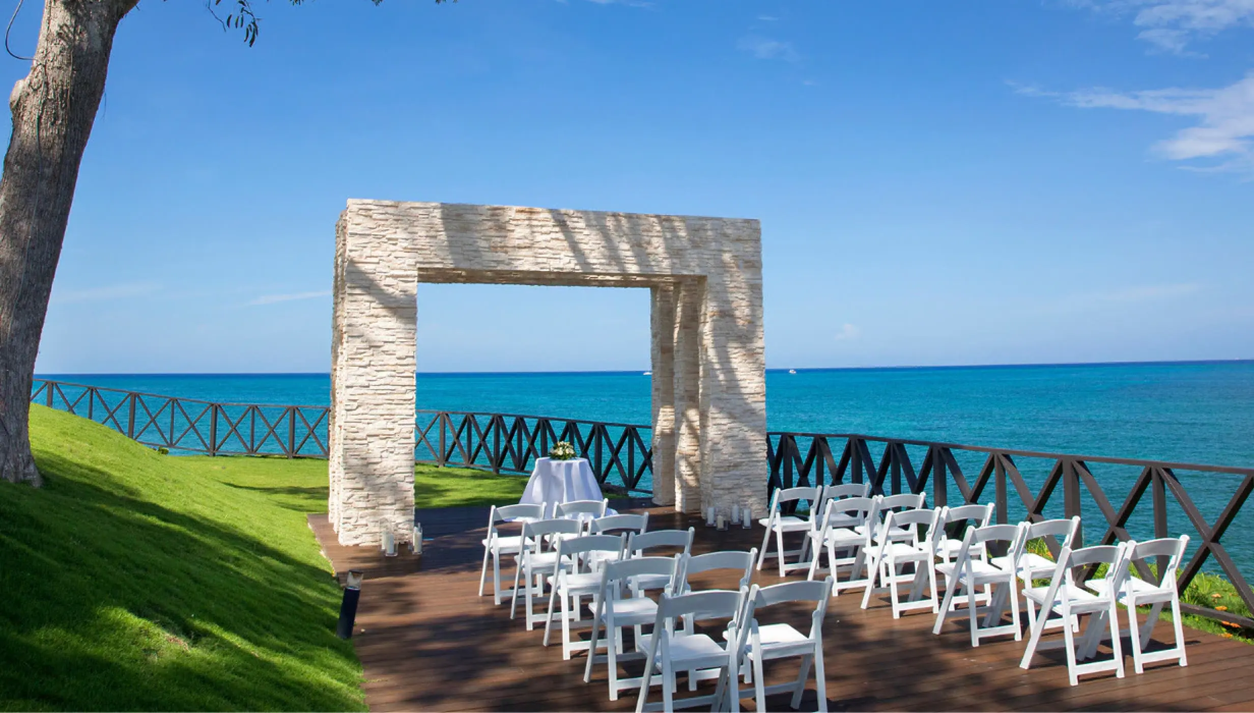 Oceanfront wedding ceremony at the Diamond Gazebo at Royalton Hideaway Negril, Jamaica