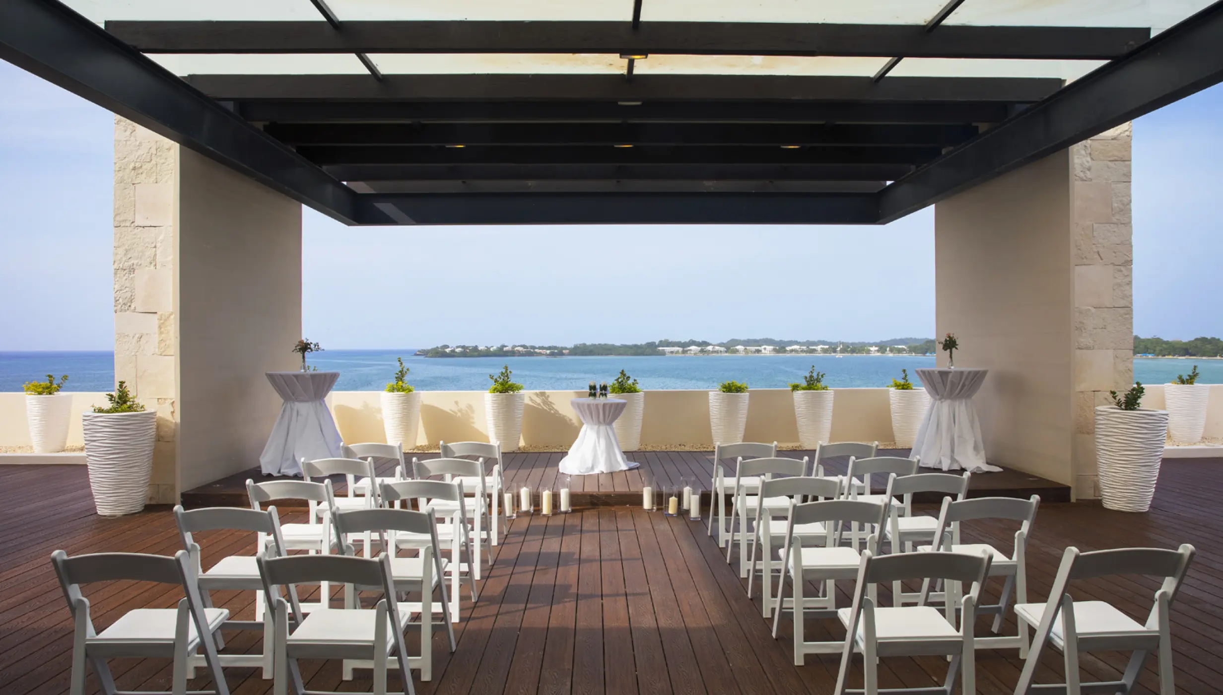 Sky terrace wedding ceremony setup at Royalton Hideaway Negril, Negril