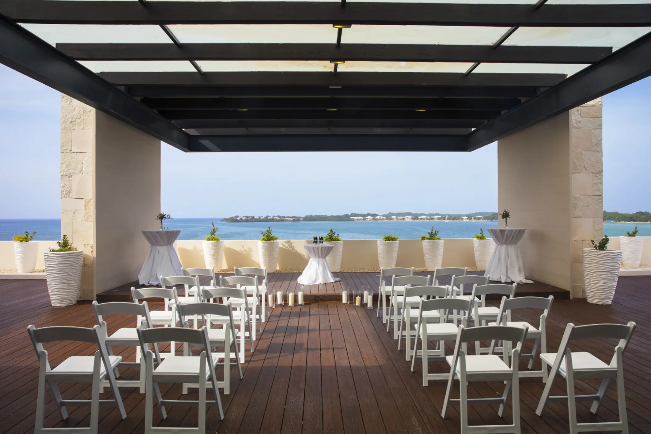 Sky terrace wedding ceremony setup at Royalton Hideaway Negril, Negril