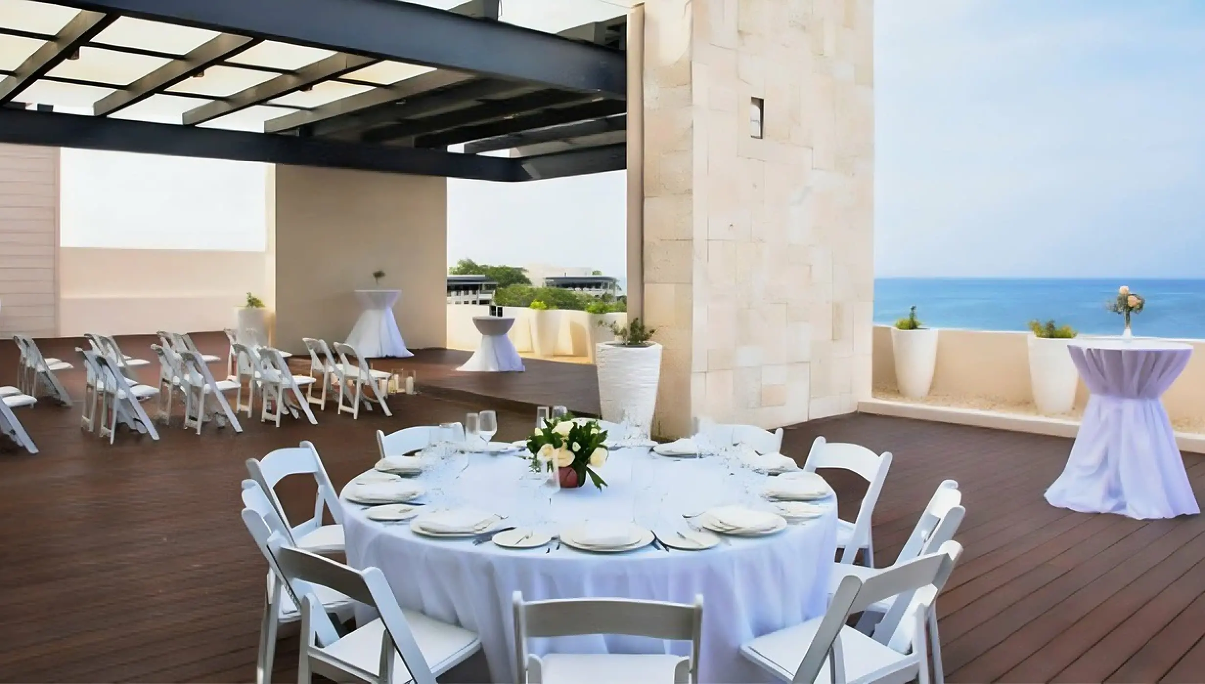 Sky Terrace wedding reception and ceremony setup at Royalton Hideaway Negril