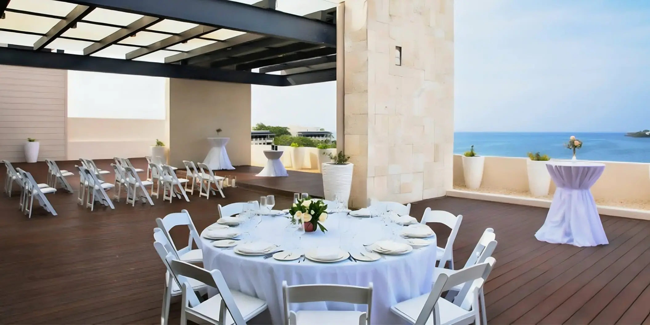 Sky Terrace wedding reception and ceremony setup at Royalton Hideaway Negril