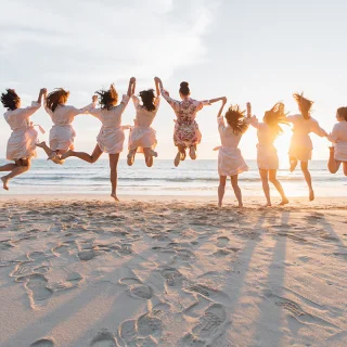 Bride and Bridesmaids at Hilton Cancun.