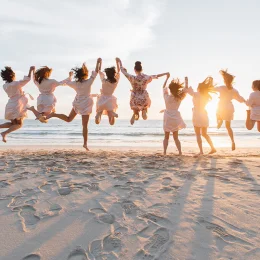 Bride and Bridesmaids at Hilton Cancun.