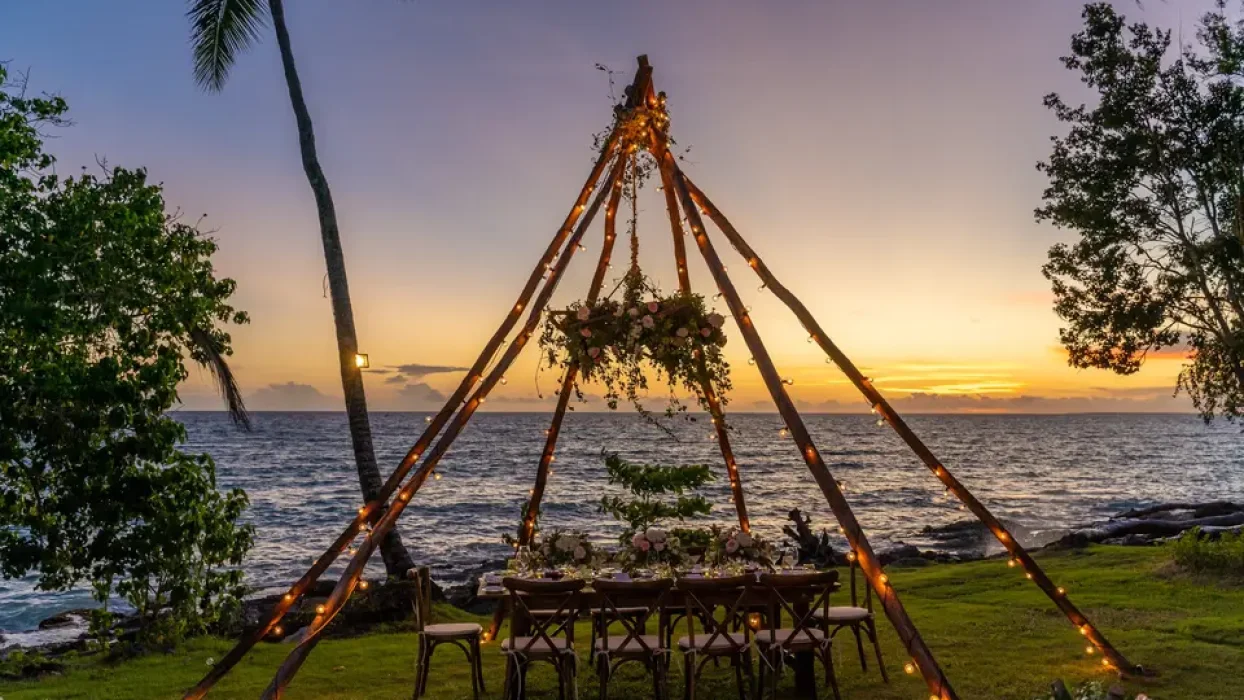 Dinner reception at the garden at Secrets La Romana
