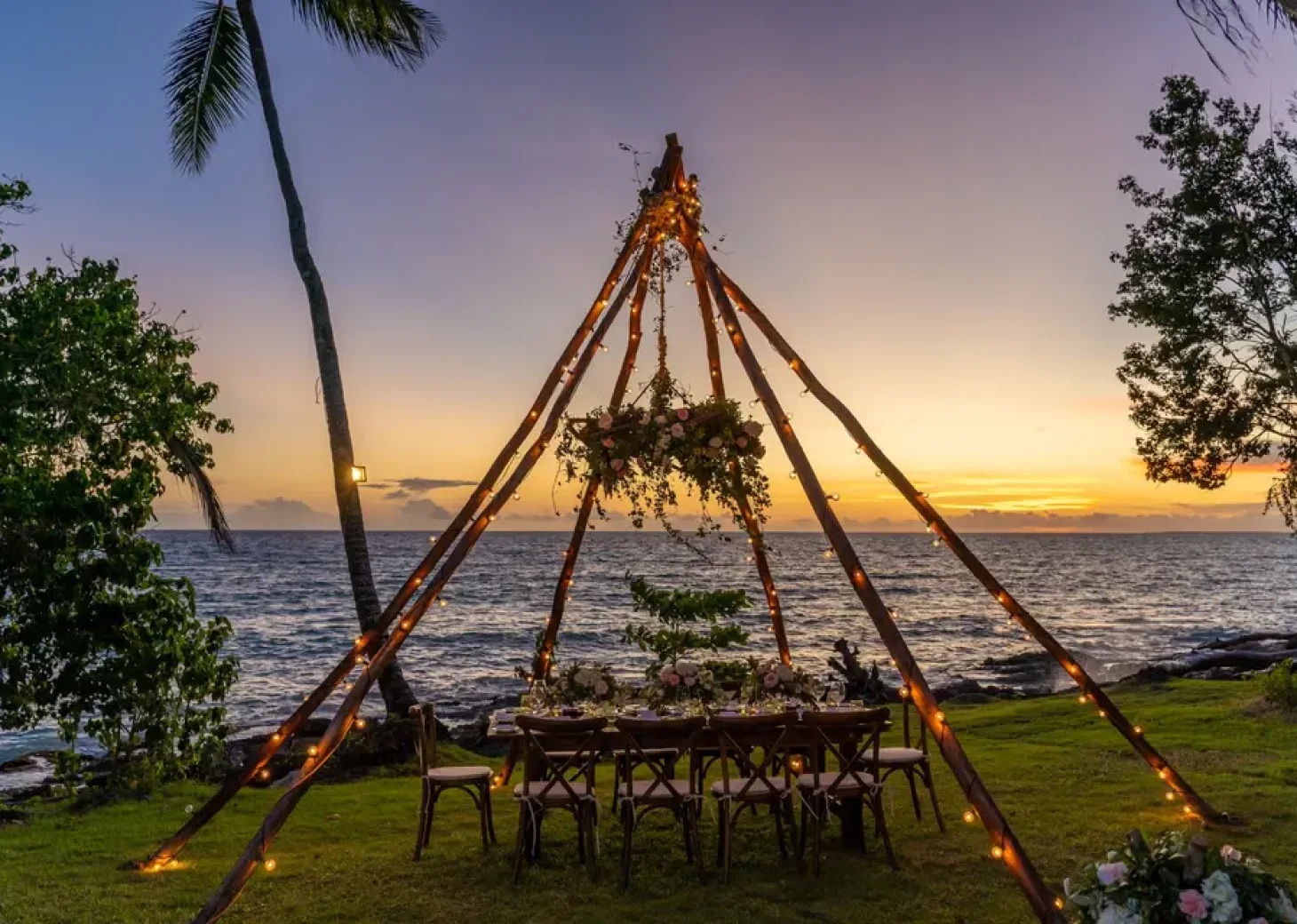 Dinner reception at the garden at Secrets La Romana
