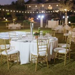 Dinner reception on the garden at Secrets La Romana