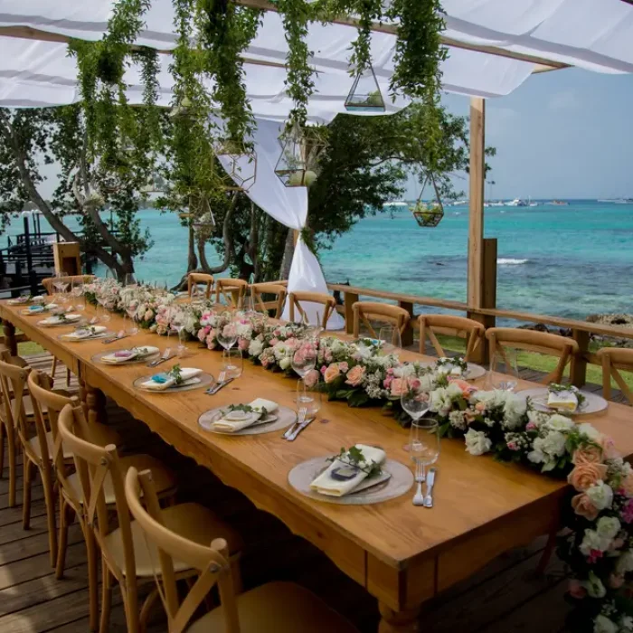 Dinner reception at the seaside grill at Secrets La Romana