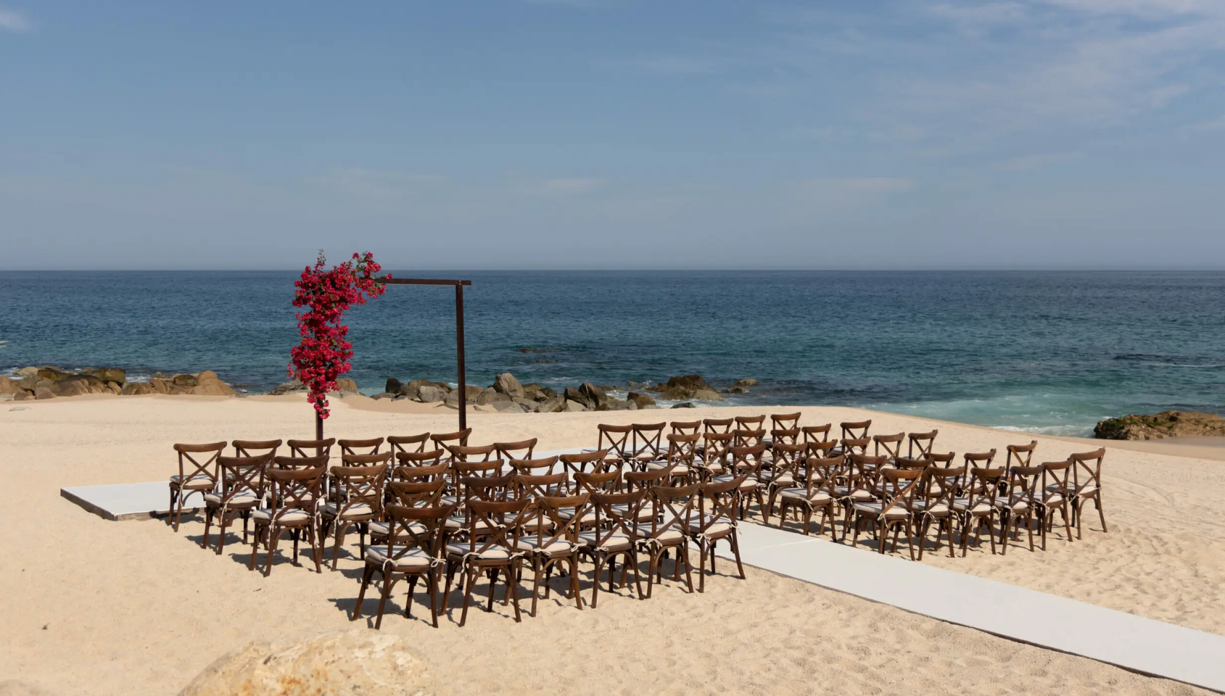 Ceremony decor on the beach at Hilton Los Cabos Beach and Golf